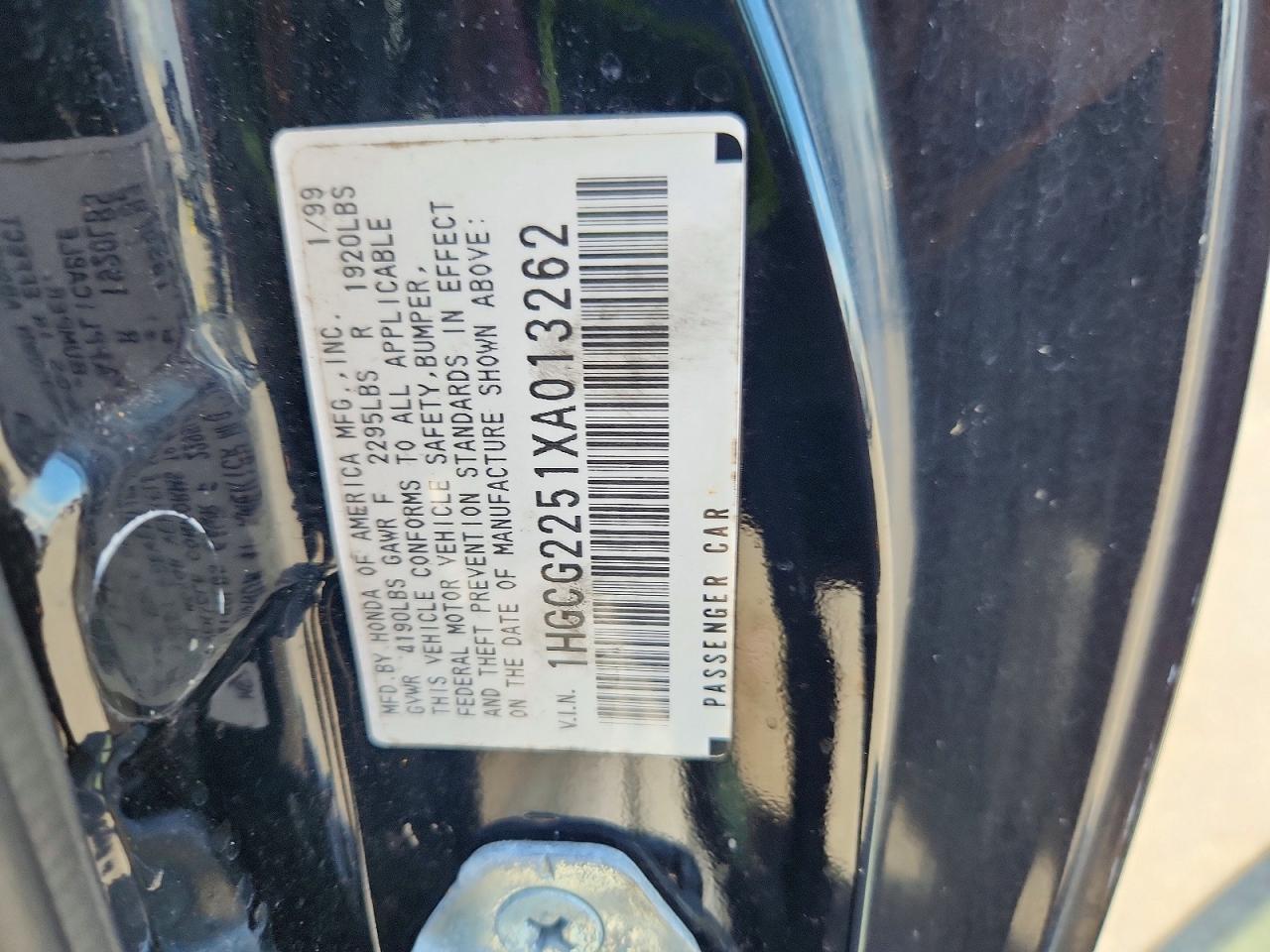 1999 Honda Accord Ex Black vin: 1HGCG2251XA013262