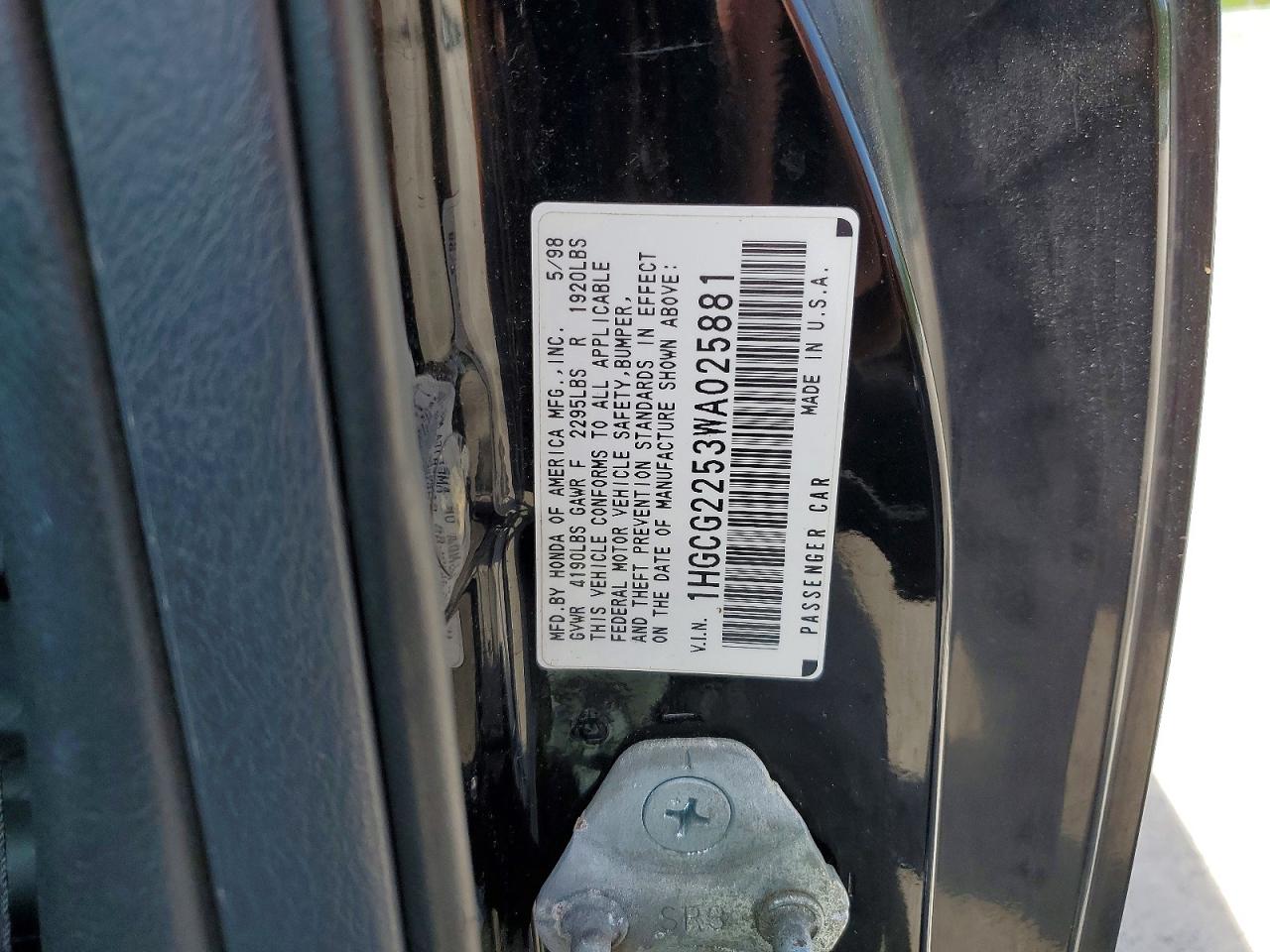 1998 Honda Accord Ex Black vin: 1HGCG2253WA025881