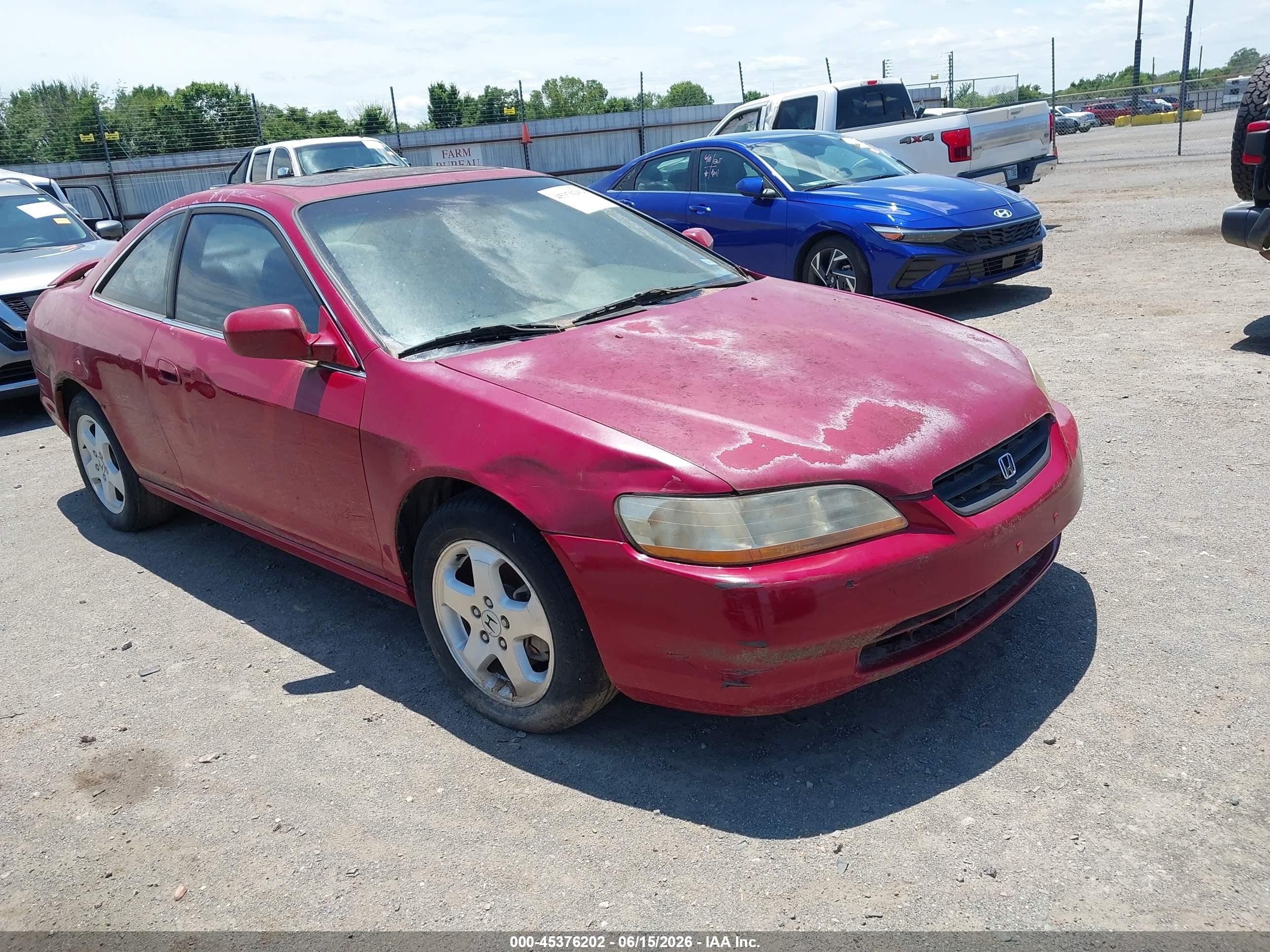 1999 Honda Accord Ex V6 Красный vin: 1HGCG2254XA015698