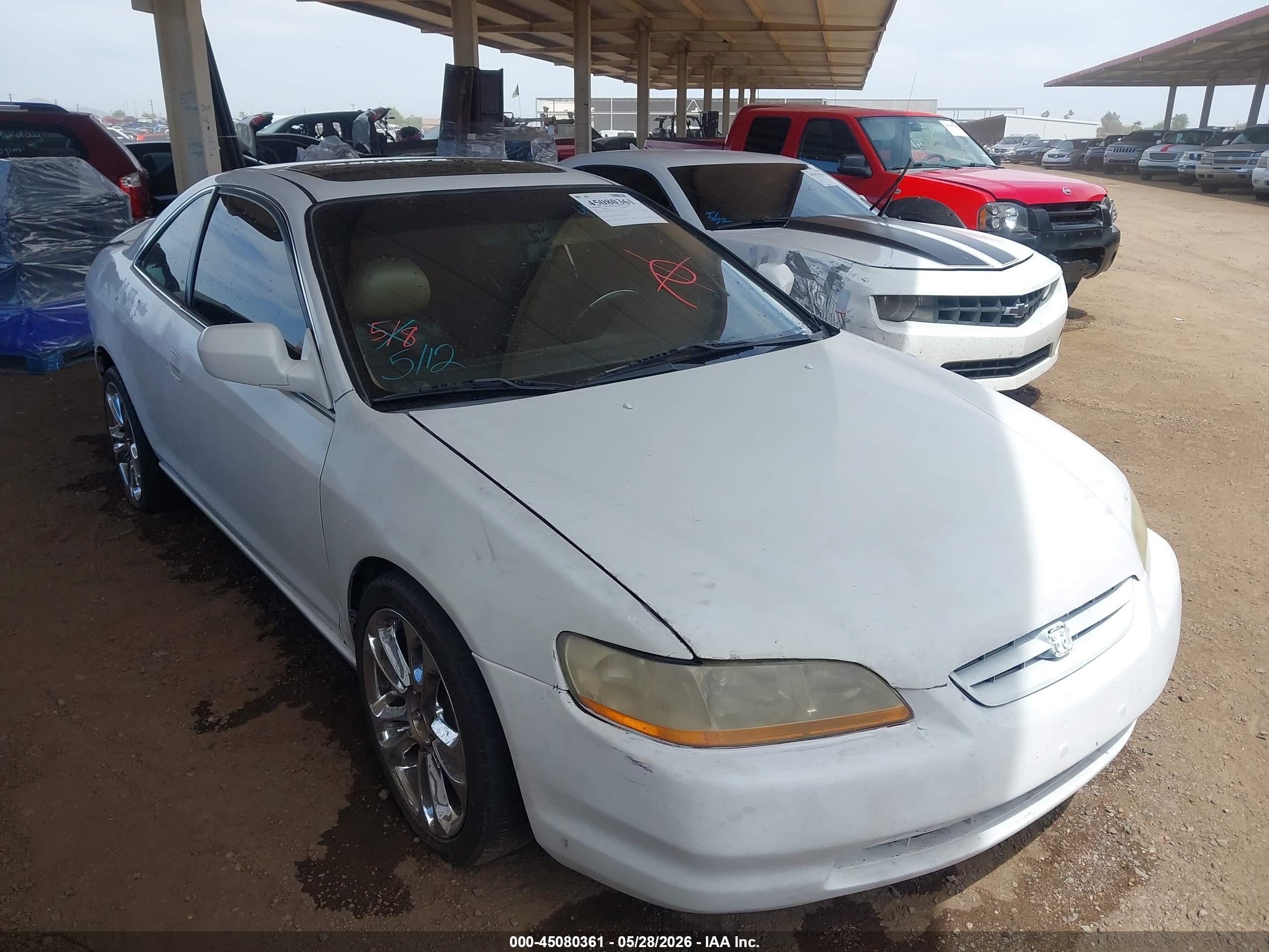 1999 Honda Accord Ex V6 Белый vin: 1HGCG2255XA009344