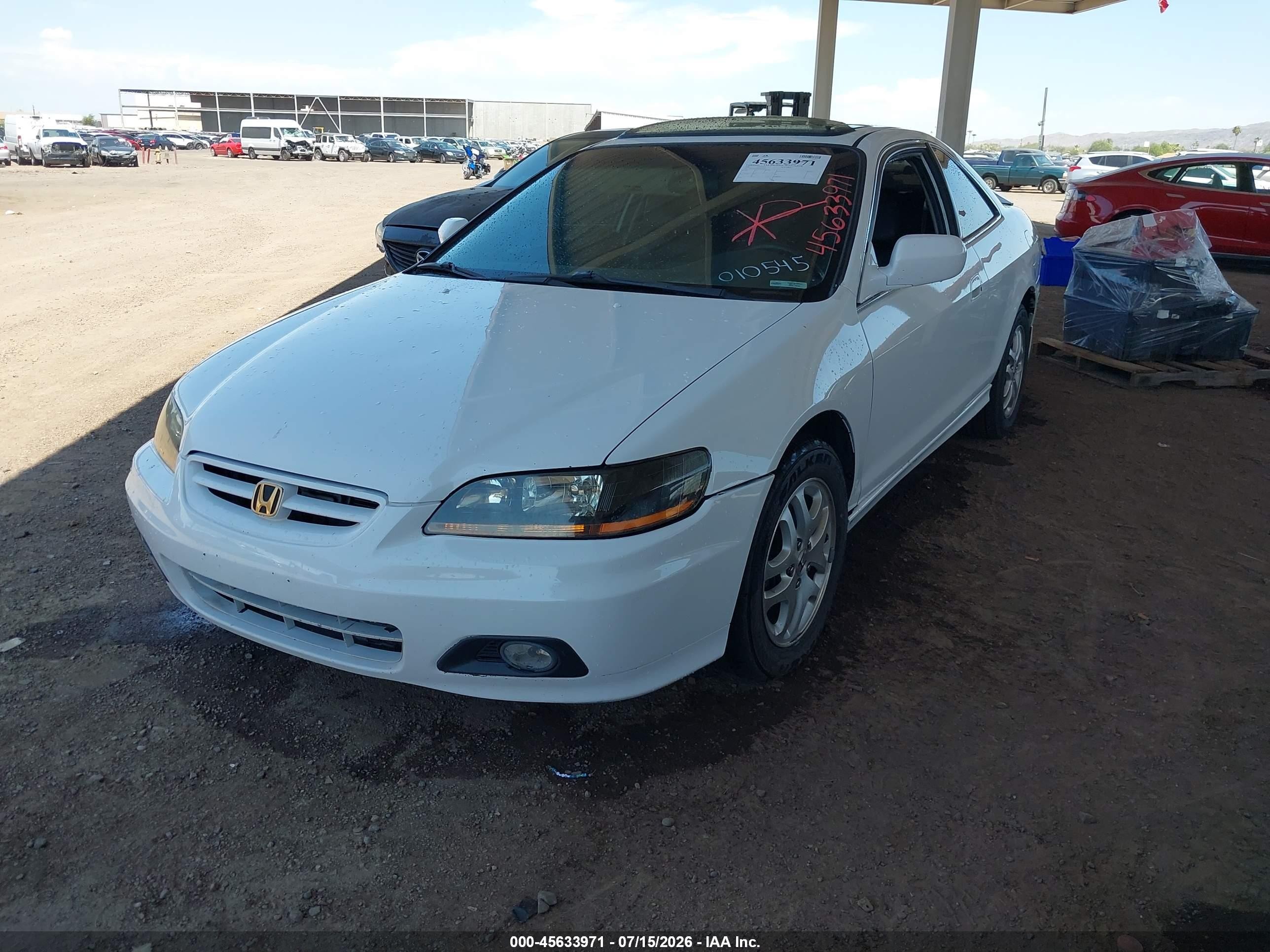 2002 Honda Accord 3.0 Ex White vin: 1HGCG22582A010545