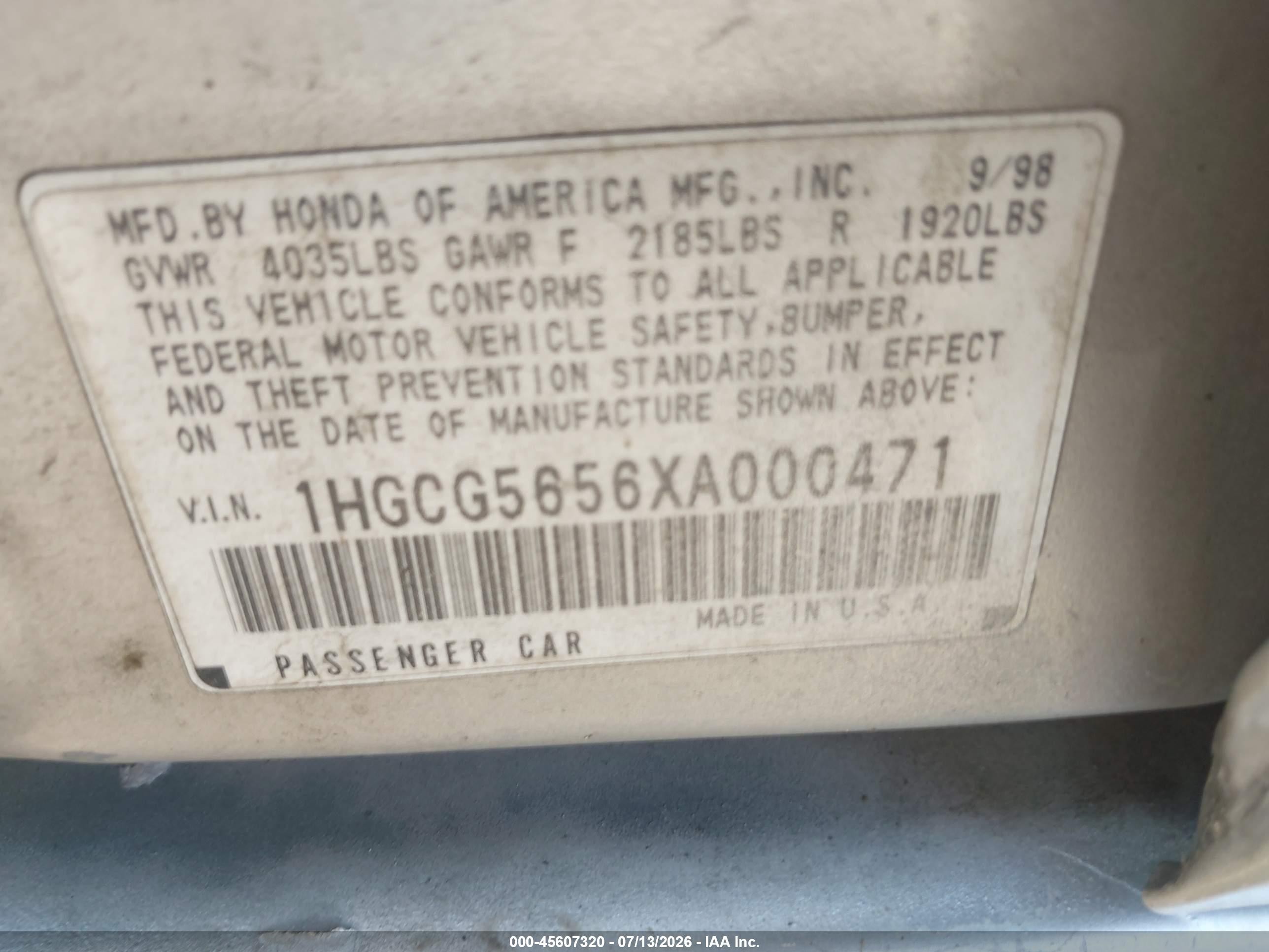 1999 Honda Accord Ex Silver vin: 1HGCG5656XA000471