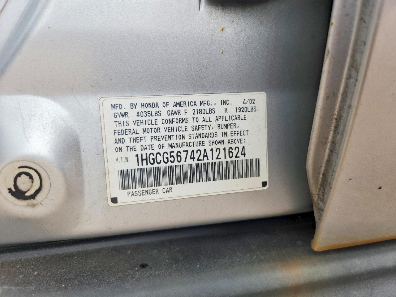 2002 Honda Accord Se Silver vin: 1HGCG56742A121624