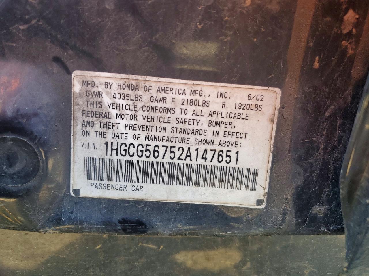 2002 Honda Accord Se Black vin: 1HGCG56752A147651
