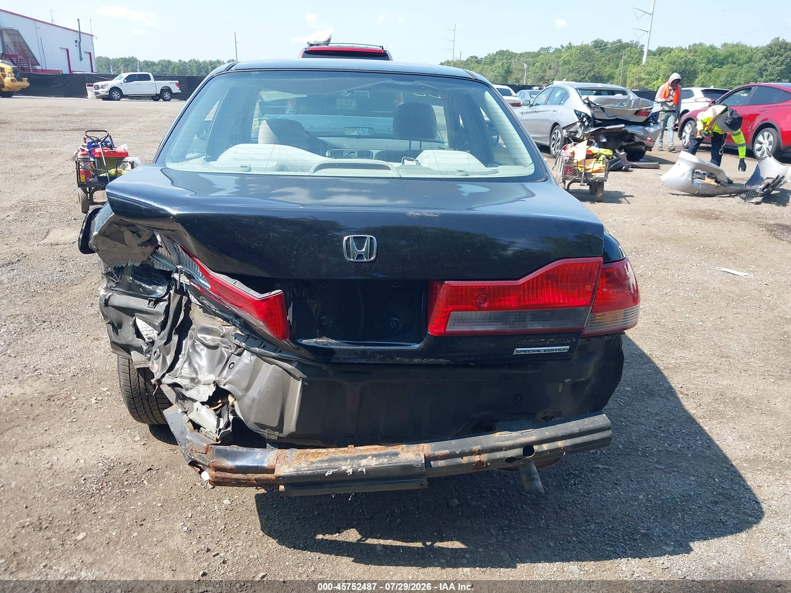 2002 Honda Accord 2.3 Se Black vin: 1HGCG56772A163074