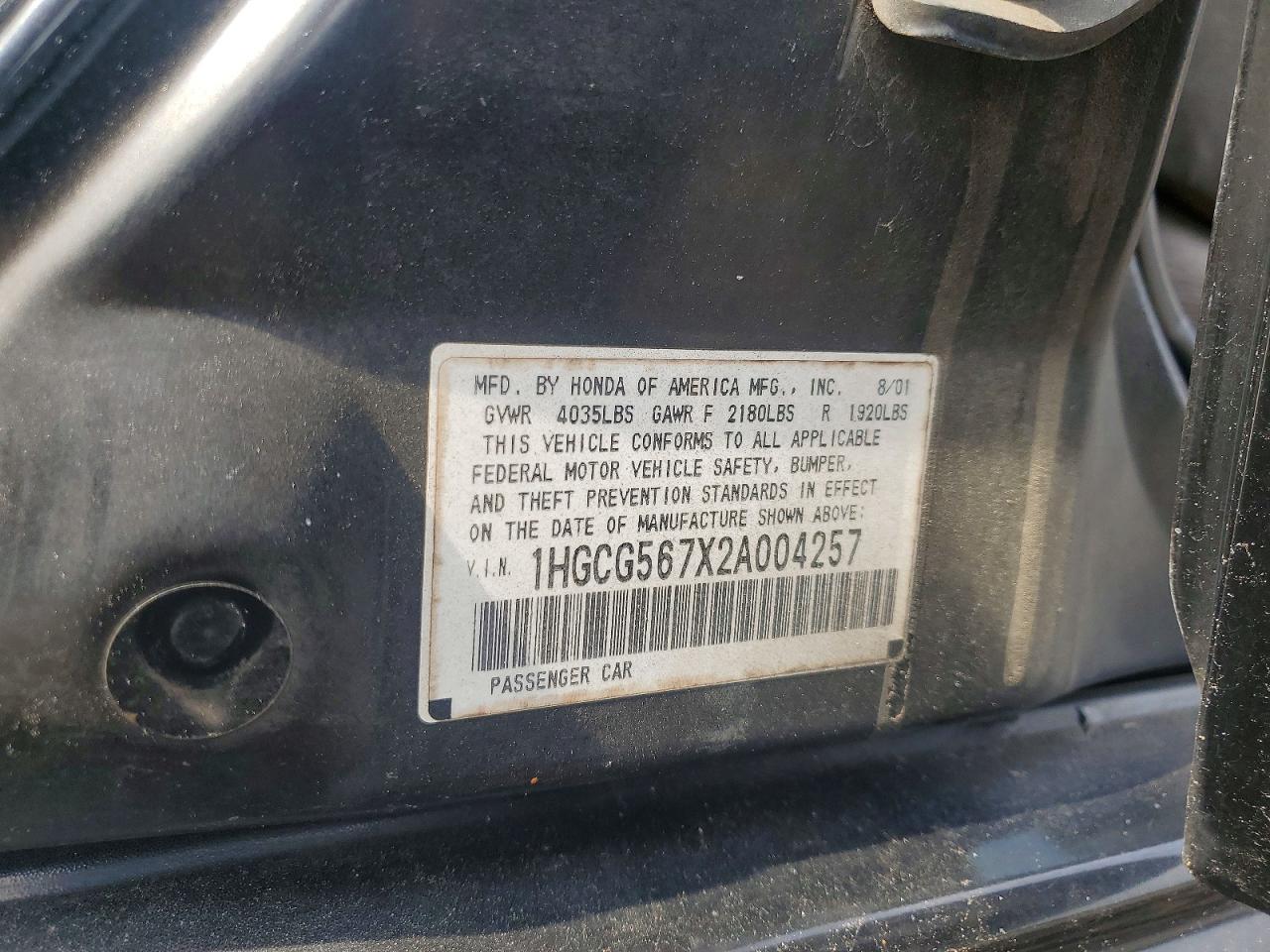 2002 Honda Accord Se Black vin: 1HGCG567X2A004257