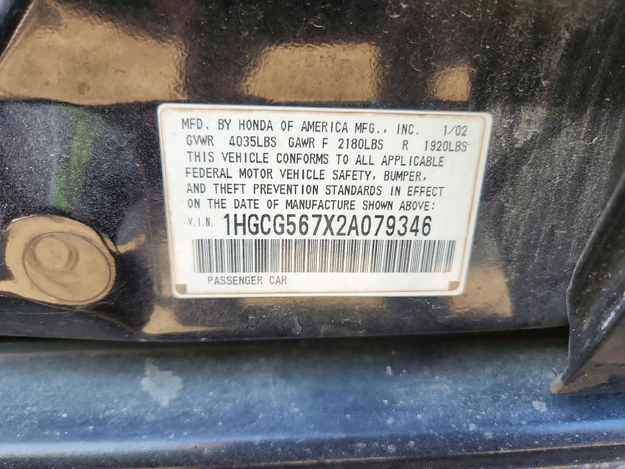 2002 Honda Accord Se Black vin: 1HGCG567X2A079346