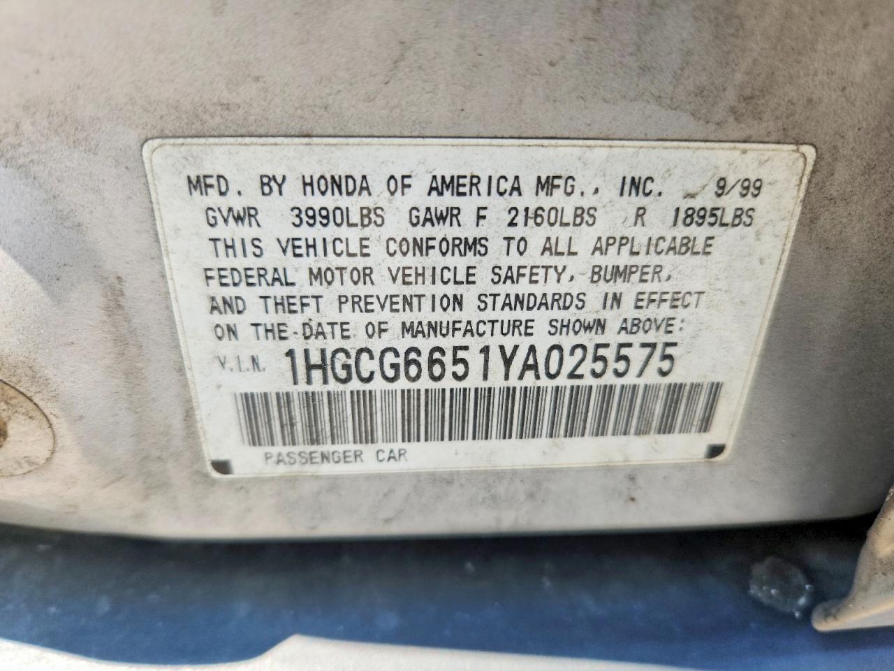 2000 Honda Accord Lx Silver vin: 1HGCG6651YA025575