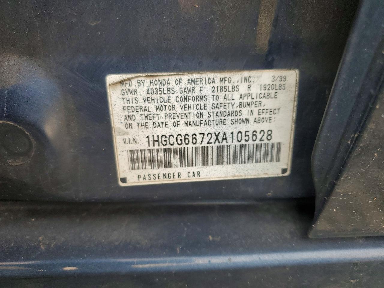 1999 Honda Accord Ex Black vin: 1HGCG6672XA105628