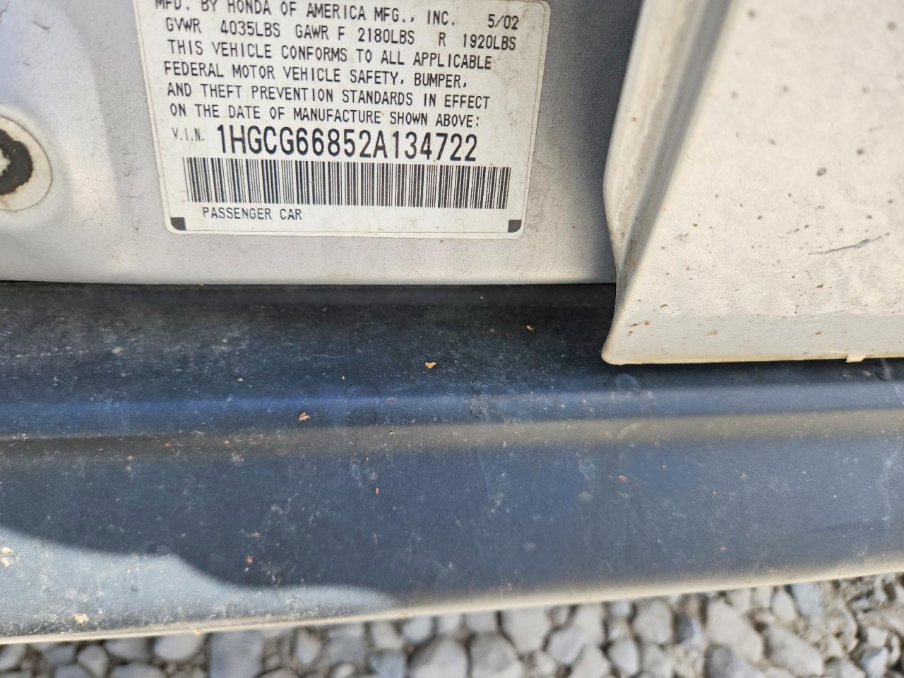 2002 Honda Accord Ex Silver vin: 1HGCG66852A134722