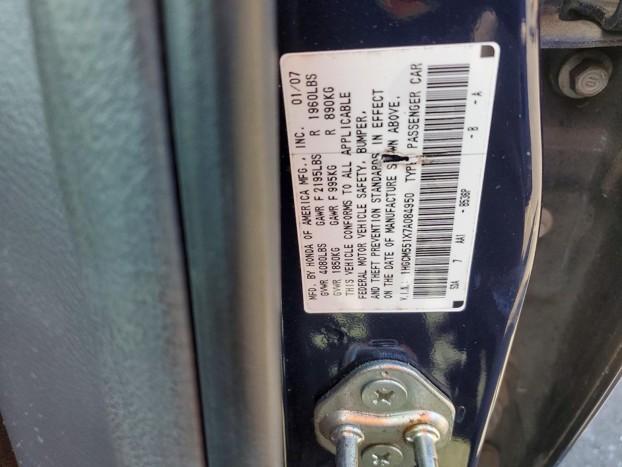 2007 Honda Accord Value Blue vin: 1HGCM551X7A084950