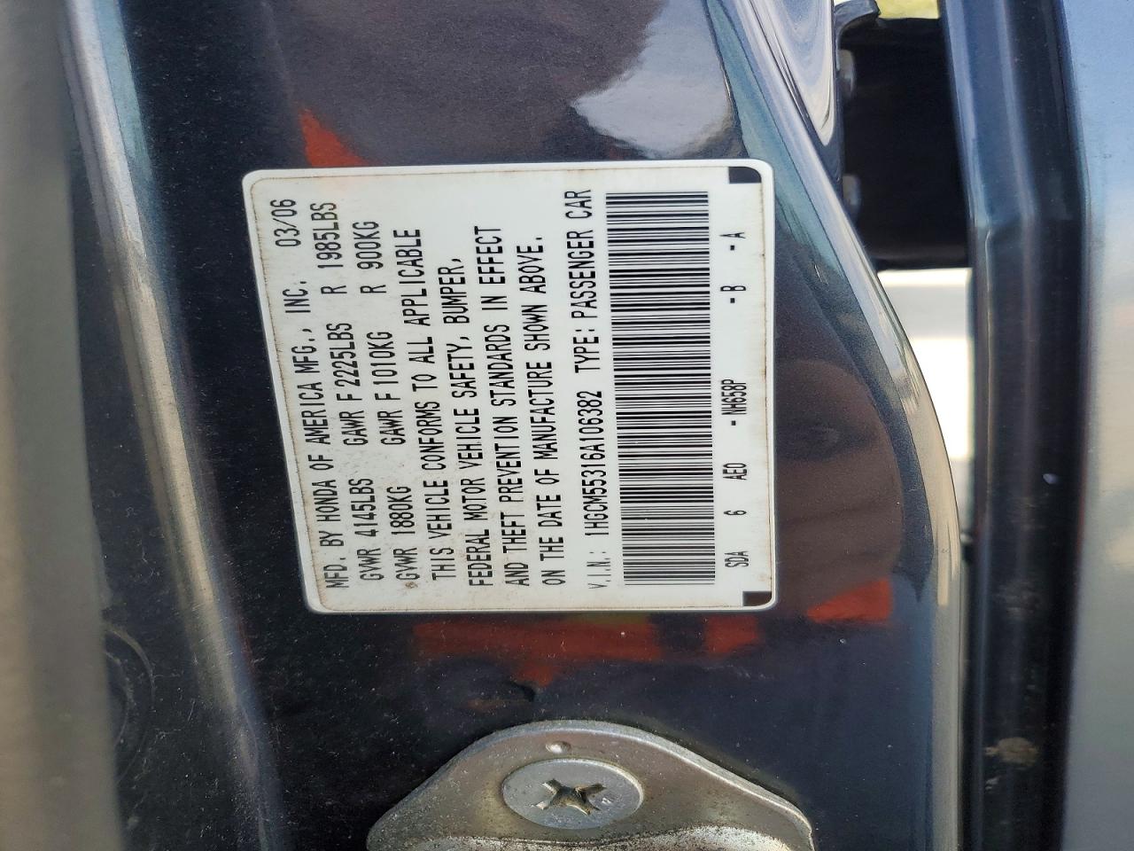 2006 Honda Accord Se Gray vin: 1HGCM55316A106382