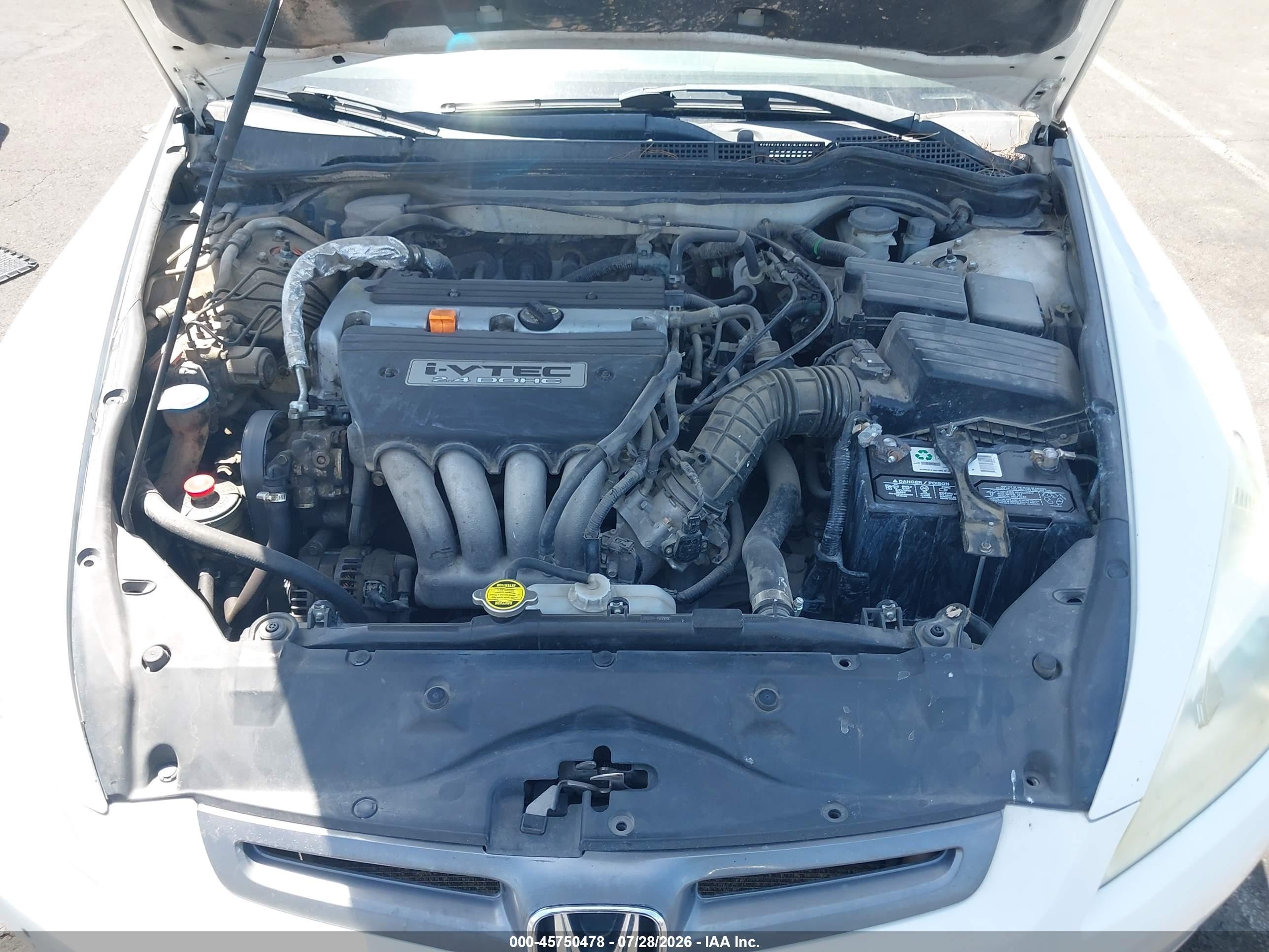 2005 Honda Accord 2.4 Lx White vin: 1HGCM55455A123564