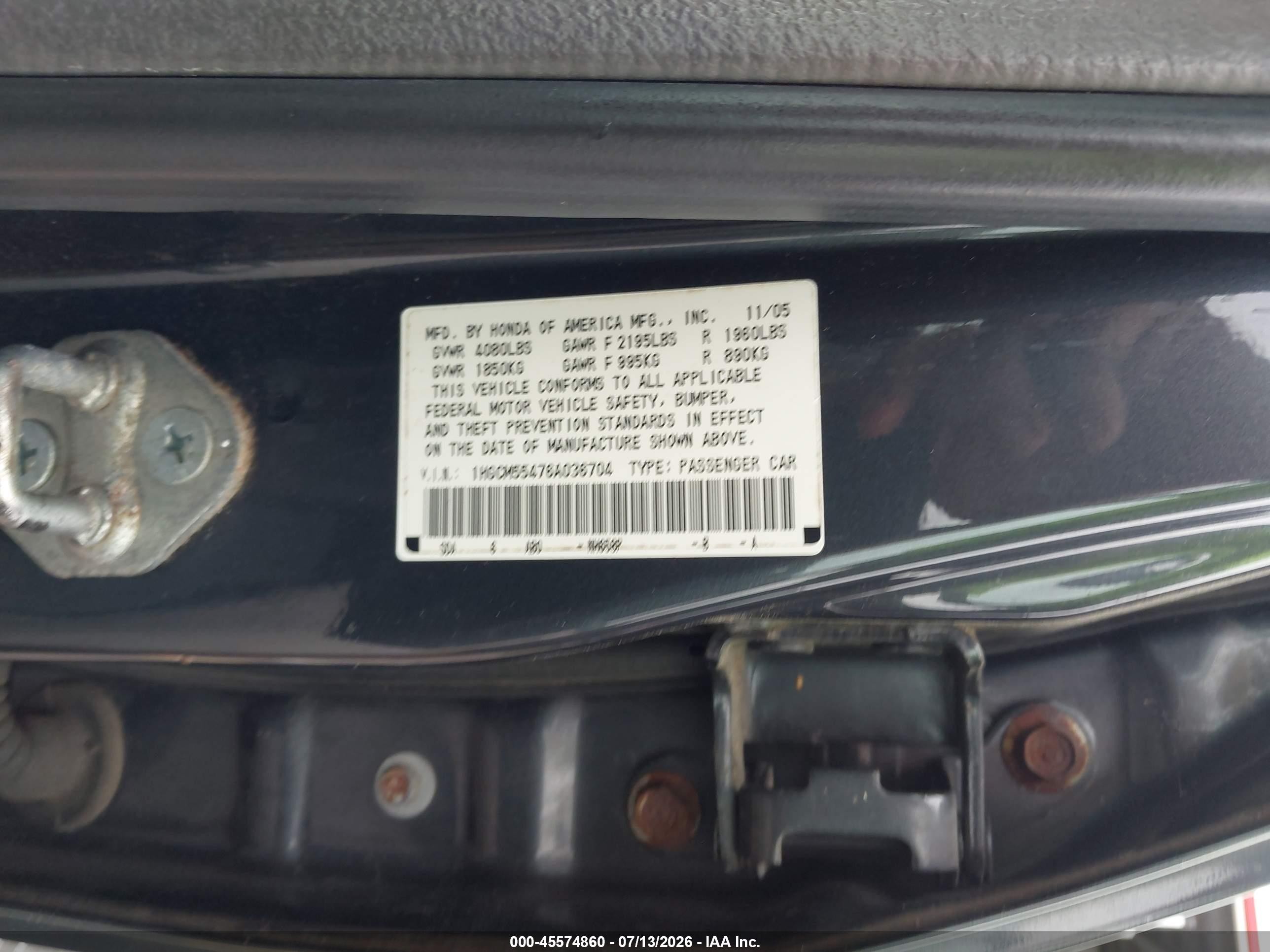 2006 Honda Accord 2.4 Lx Gray vin: 1HGCM55476A036704