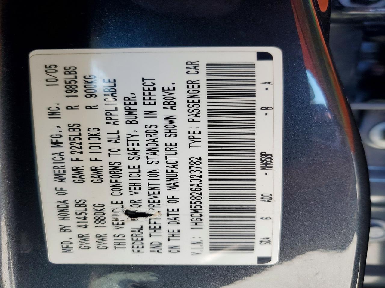 2006 Honda Accord Ex Gray vin: 1HGCM55826A023782