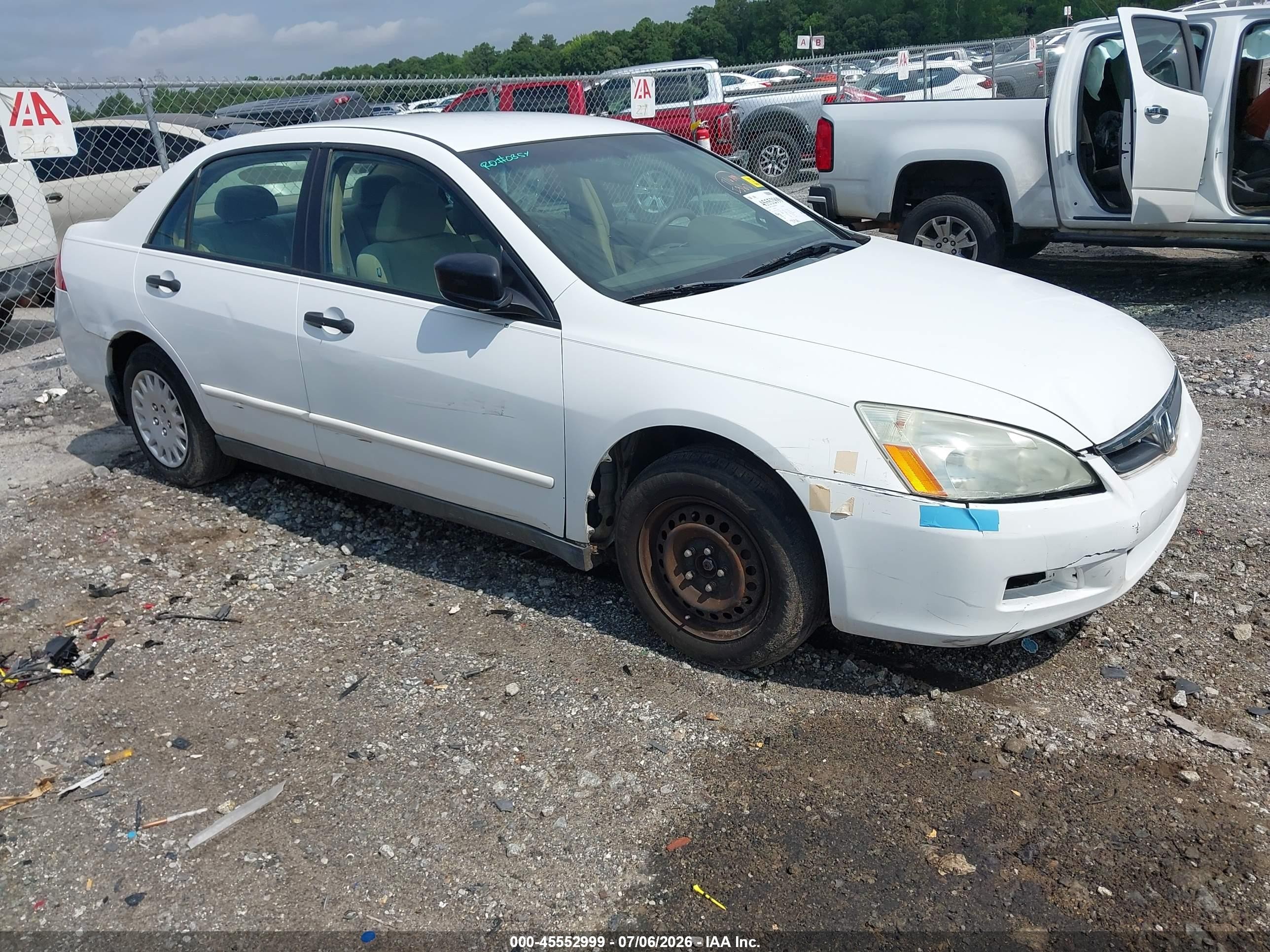 2007 Honda Accord 2.4 Vp White vin: 1HGCM56107A179158