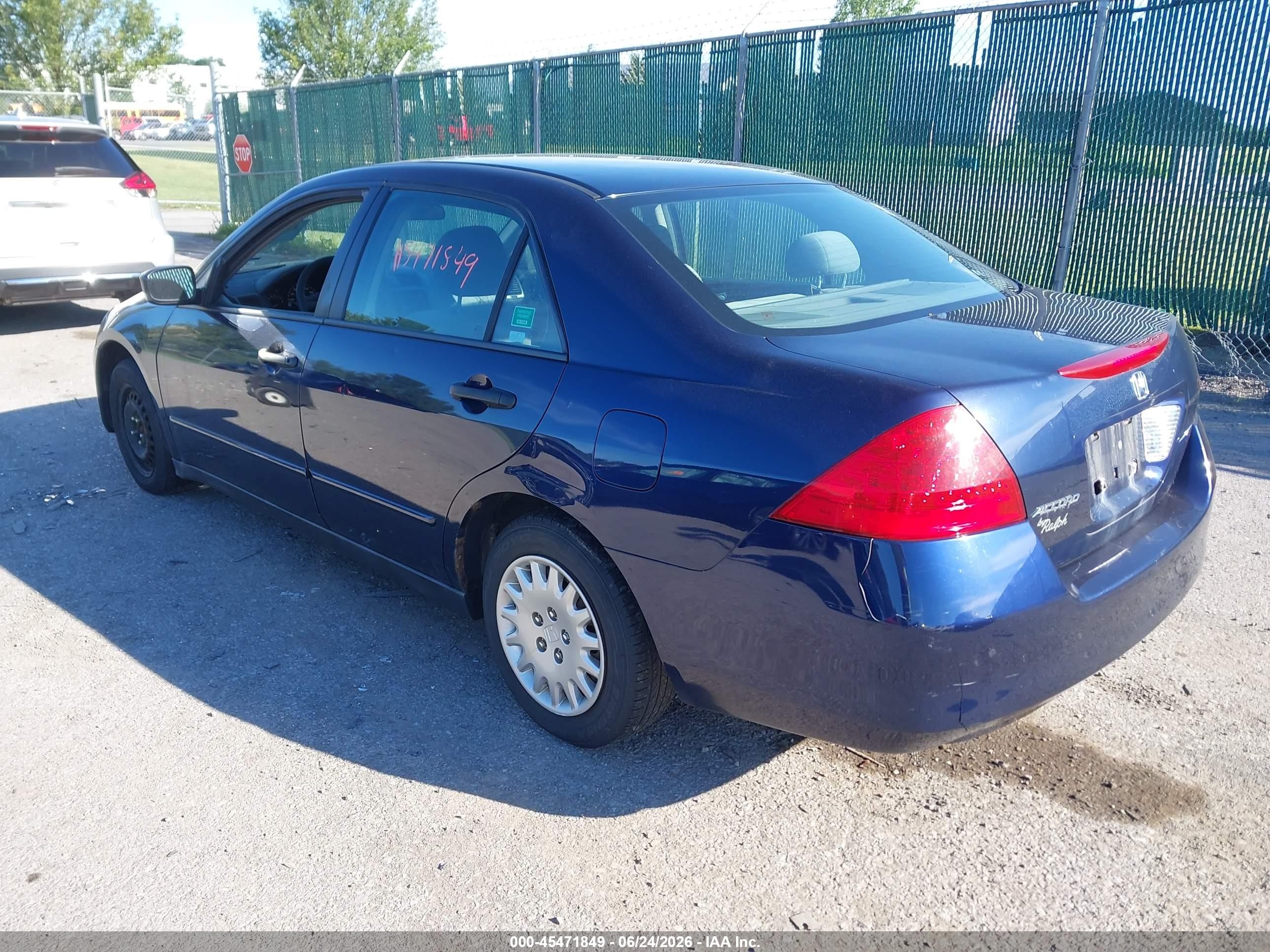2007 Honda Accord 2.4 Vp Blue vin: 1HGCM56157A209108