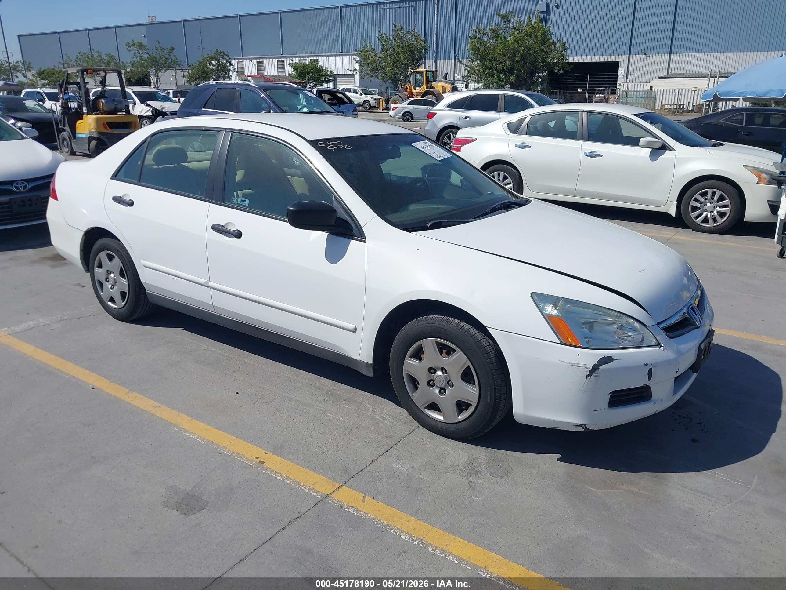 2007 Honda Accord 2.4 Vp White vin: 1HGCM56177A202337
