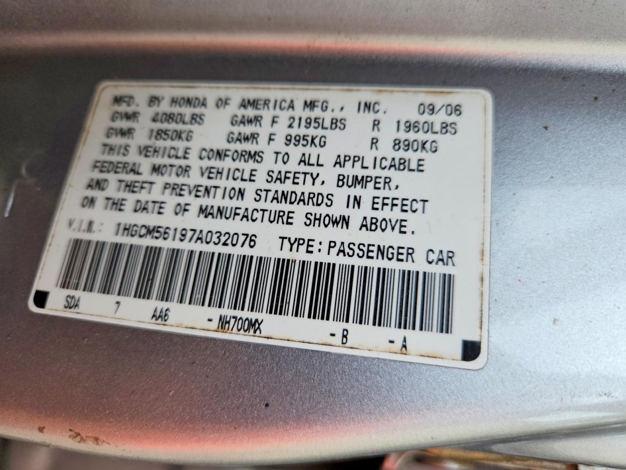 2007 Honda Accord Value Silver vin: 1HGCM56197A032076