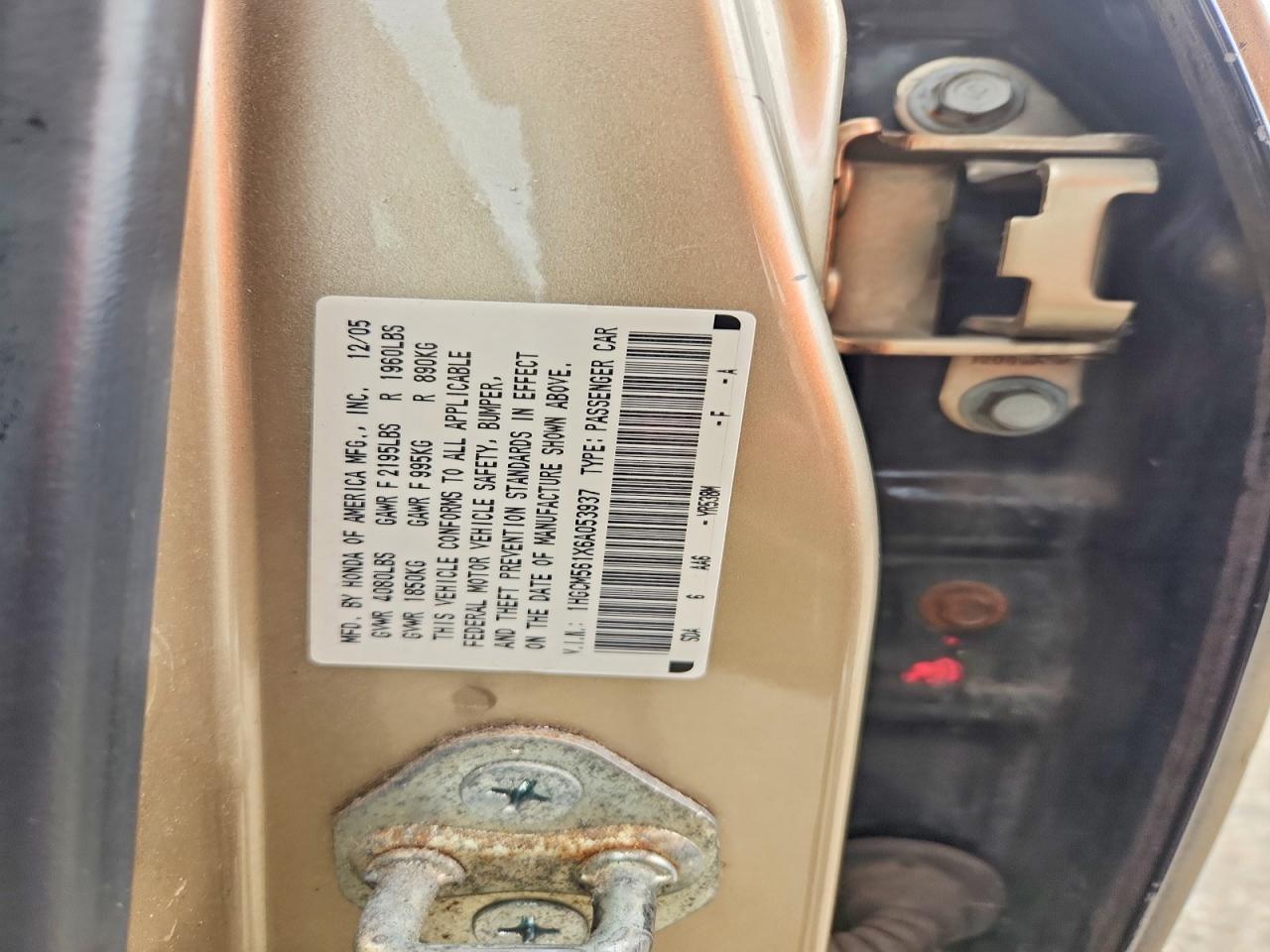 2006 Honda Accord Value Beige vin: 1HGCM561X6A053937