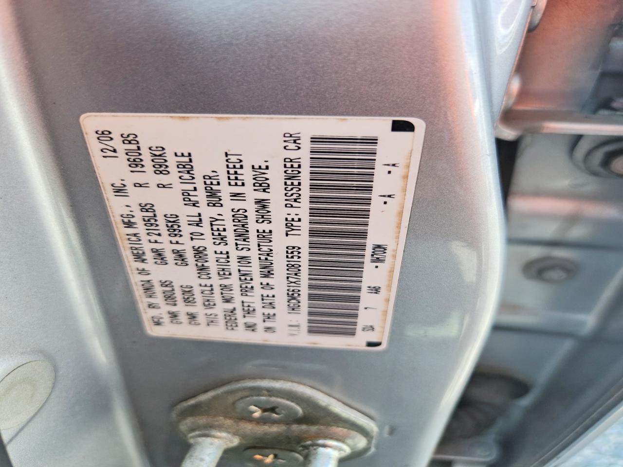2007 Honda Accord Value Silver vin: 1HGCM561X7A081559