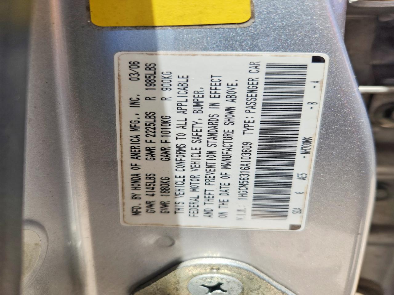 2006 Honda Accord Se Серебряный vin: 1HGCM56316A103609