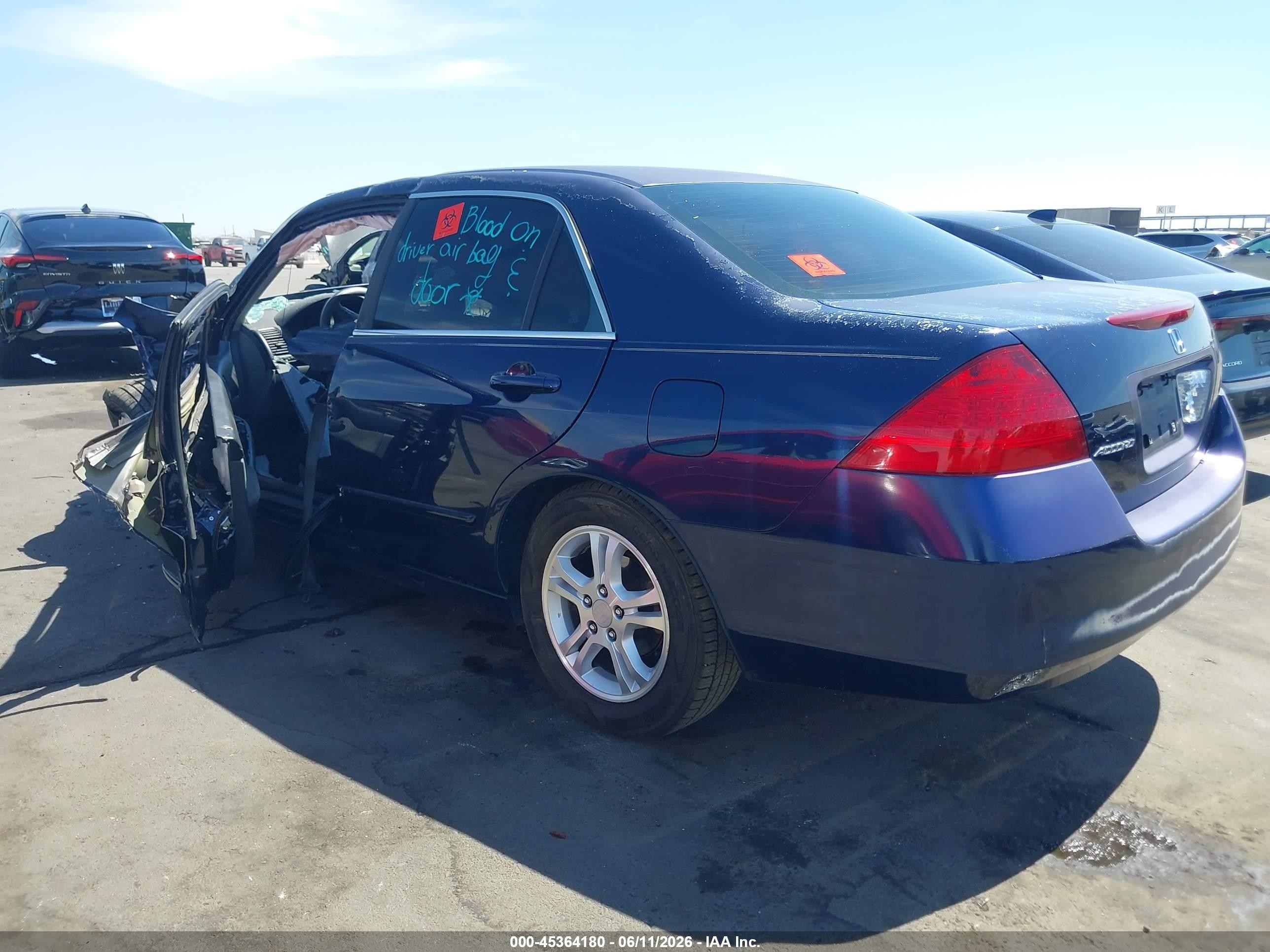 2007 Honda Accord 2.4 Se Blue vin: 1HGCM56317A119441