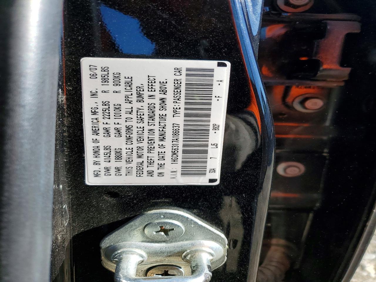 2007 Honda Accord Se Black vin: 1HGCM56317A186637