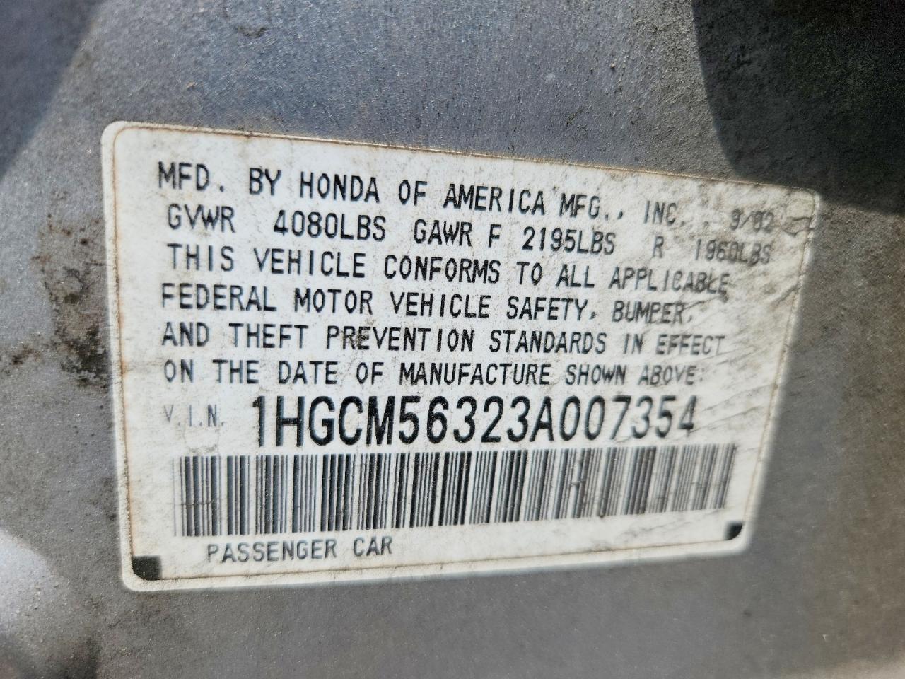 2003 Honda Accord Lx Silver vin: 1HGCM56323A007354