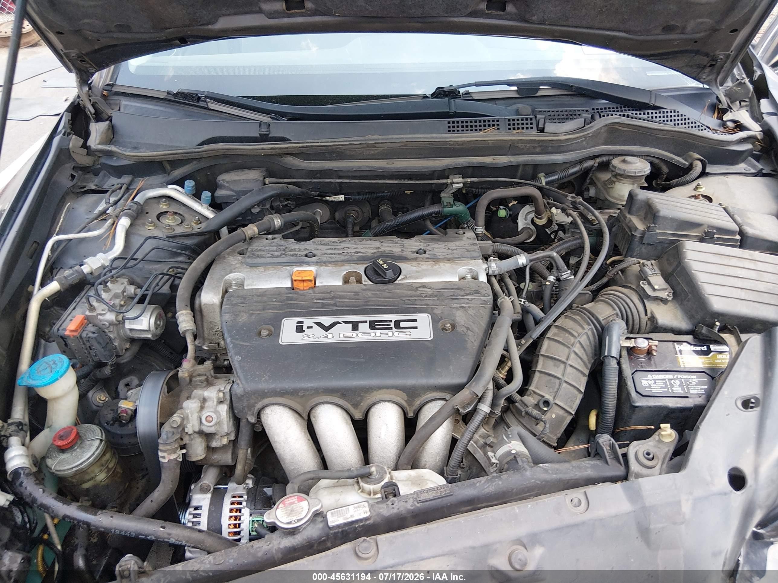 2004 Honda Accord 2.4 Lx Серый vin: 1HGCM56324A139547