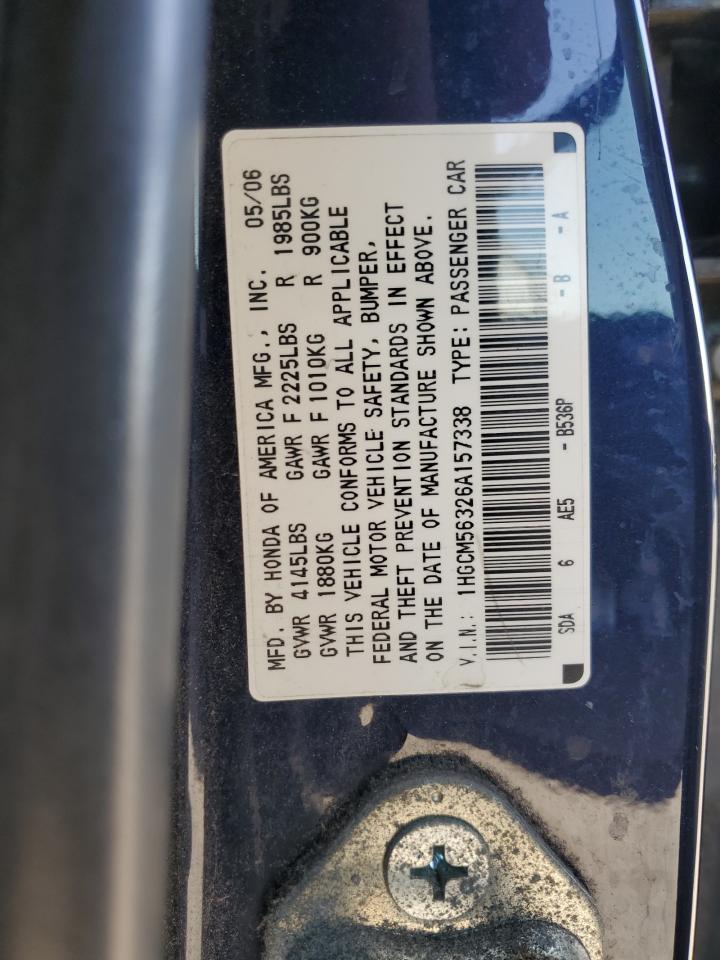 2006 Honda Accord Se Blue vin: 1HGCM56326A157338