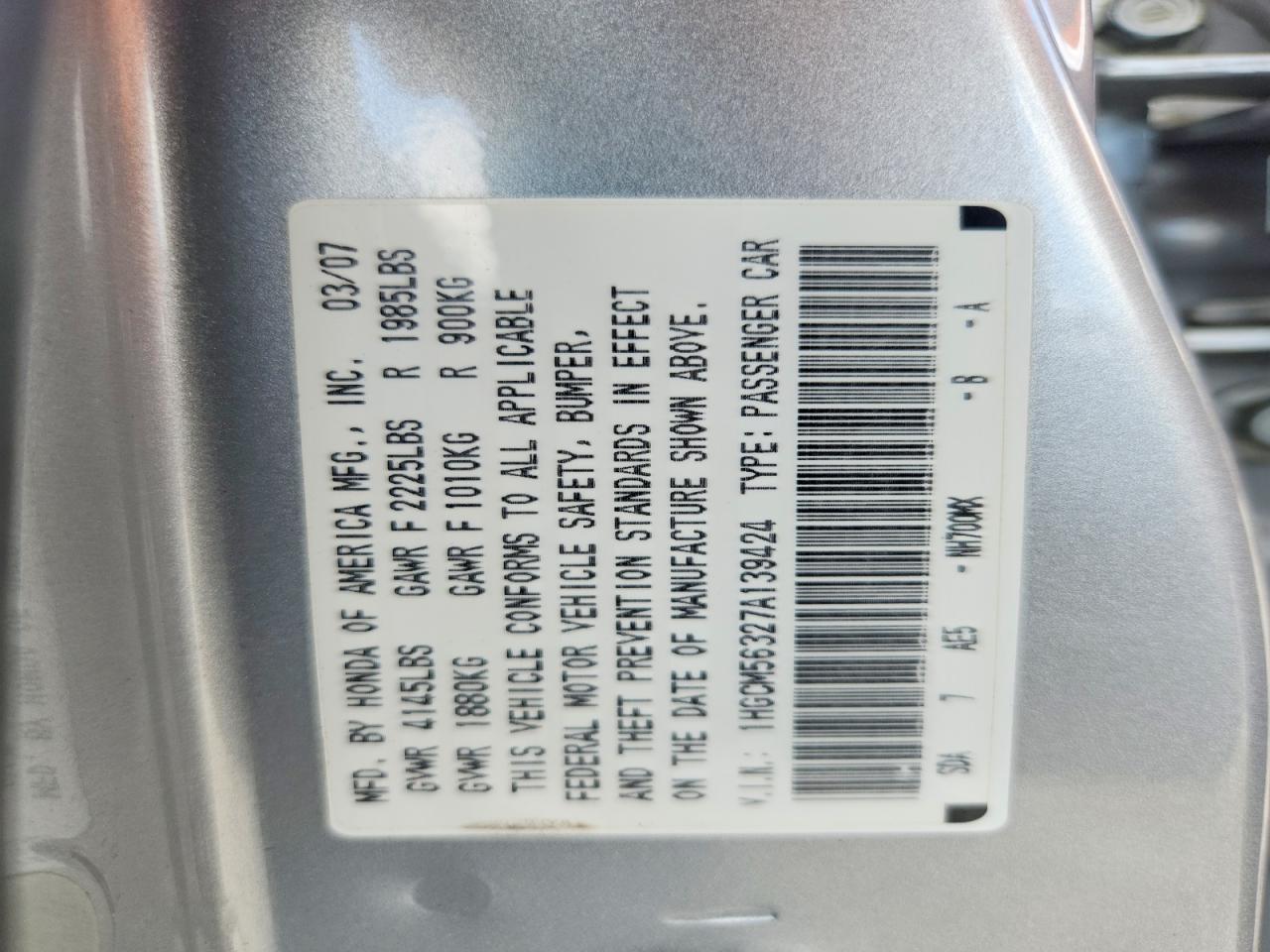 2007 Honda Accord Se Silver vin: 1HGCM56327A139424