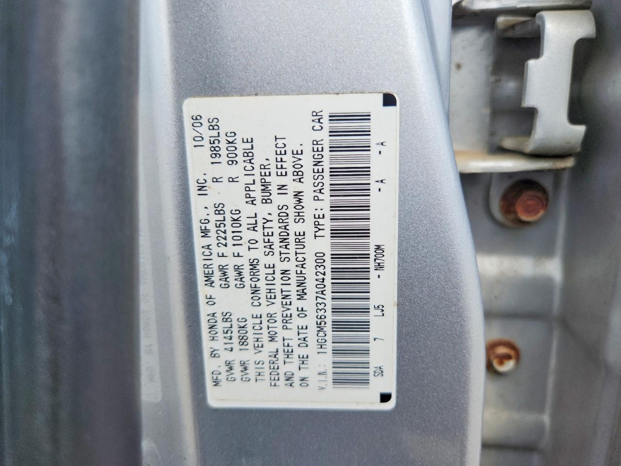 2007 Honda Accord Se Silver vin: 1HGCM56337A042300
