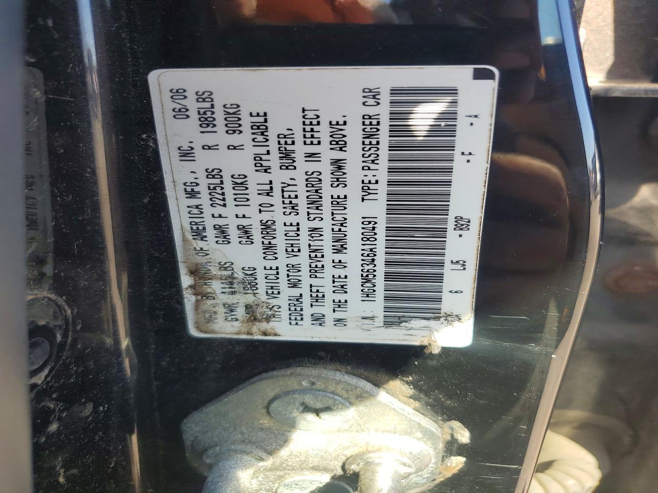 2006 Honda Accord Se Black vin: 1HGCM56346A180491