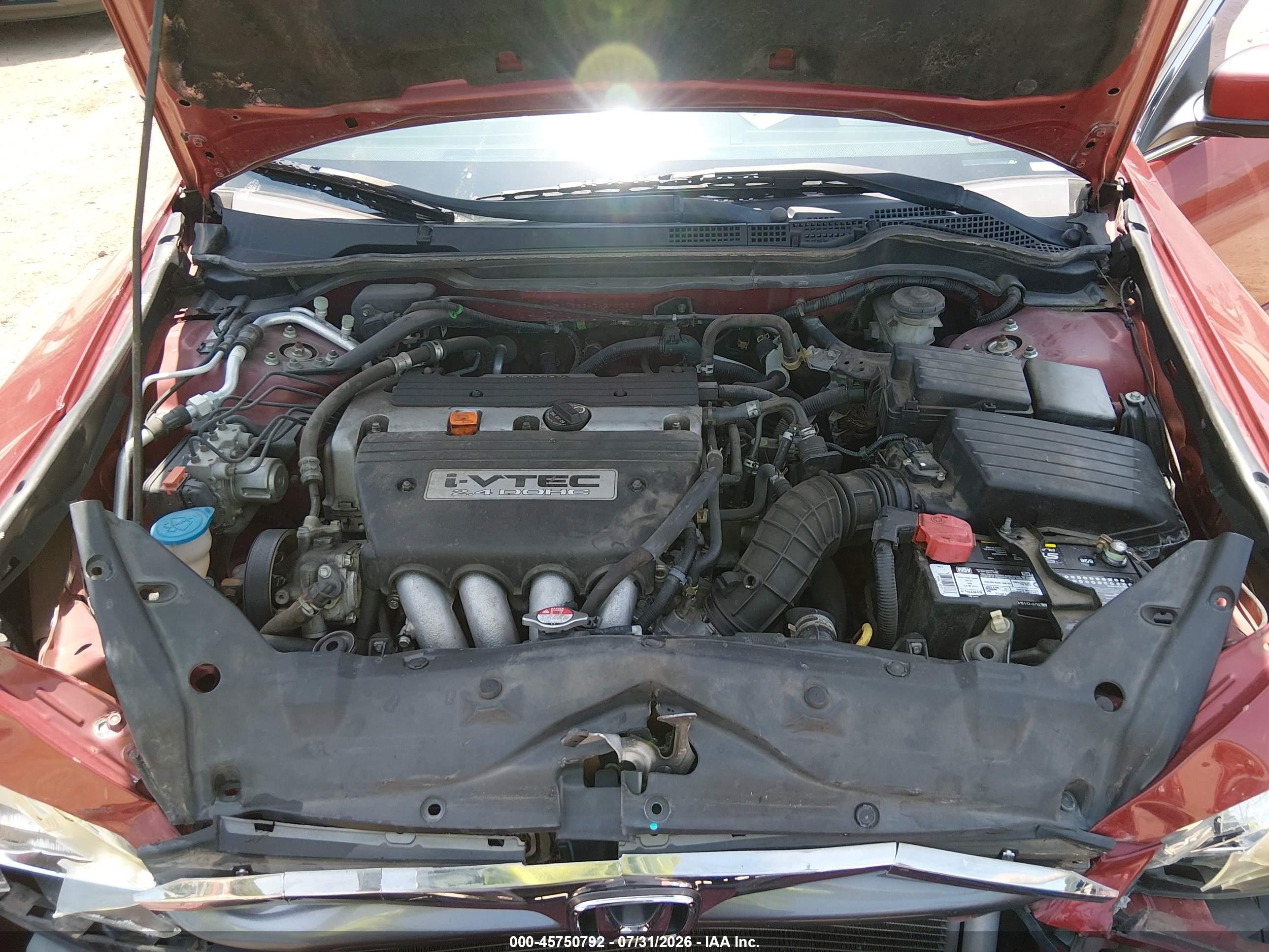 2007 Honda Accord 2.4 Se Maroon vin: 1HGCM56347A010262