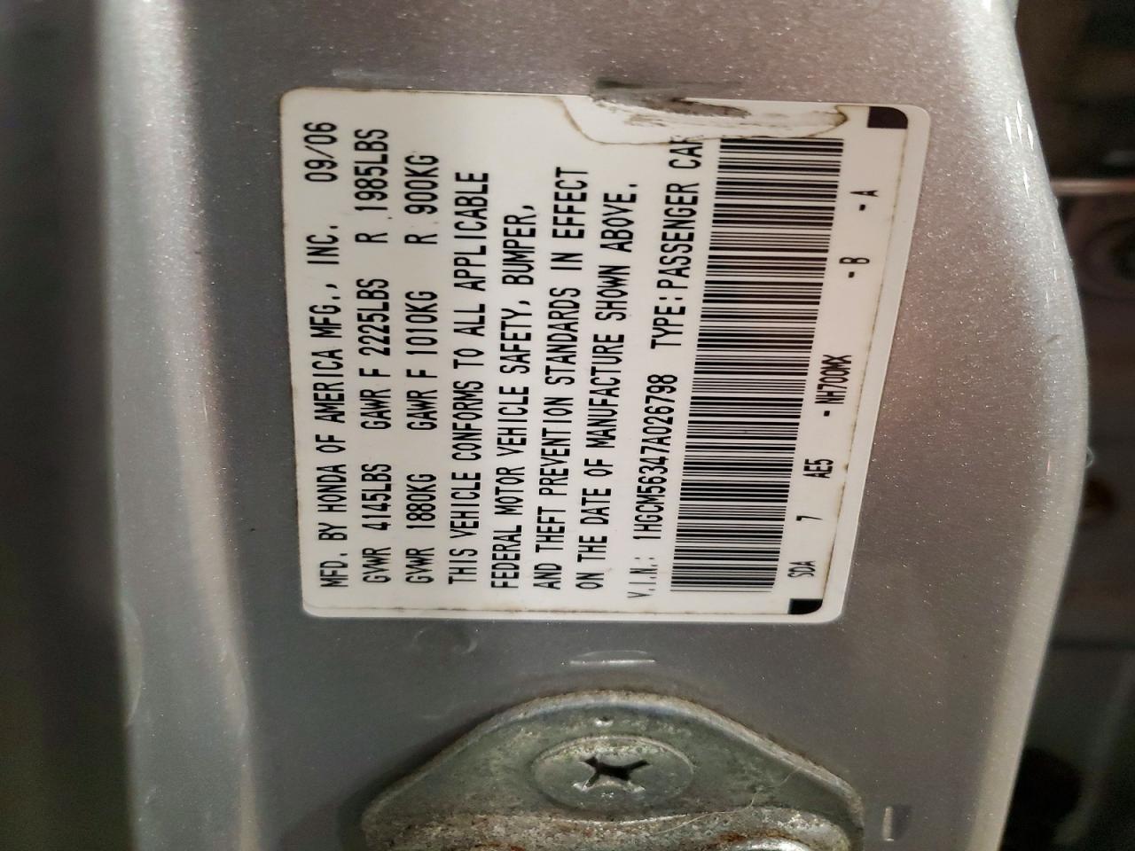 2007 Honda Accord Se Silver vin: 1HGCM56347A026798