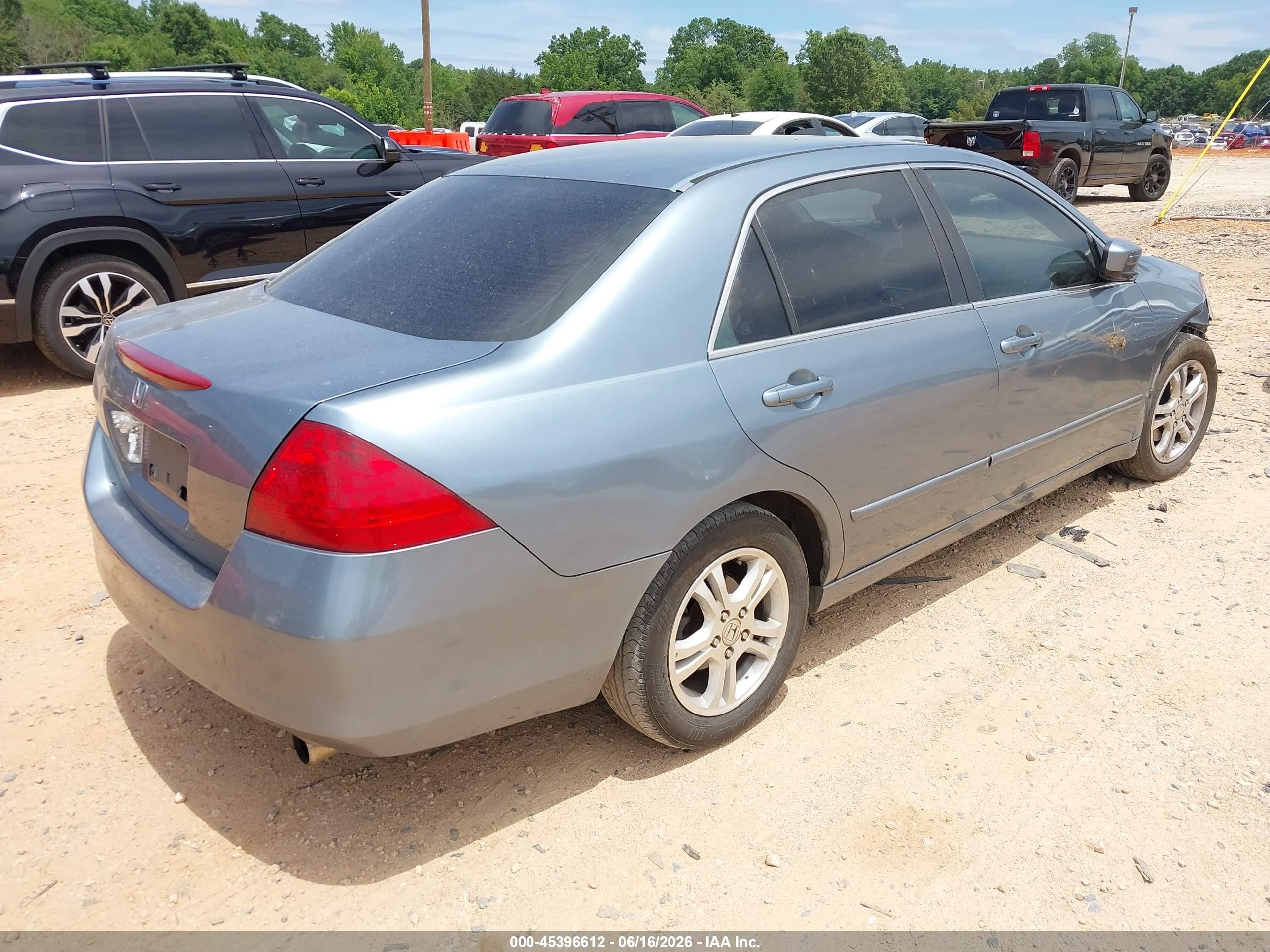 2007 Honda Accord 2.4 Se Light Blue vin: 1HGCM56347A054665