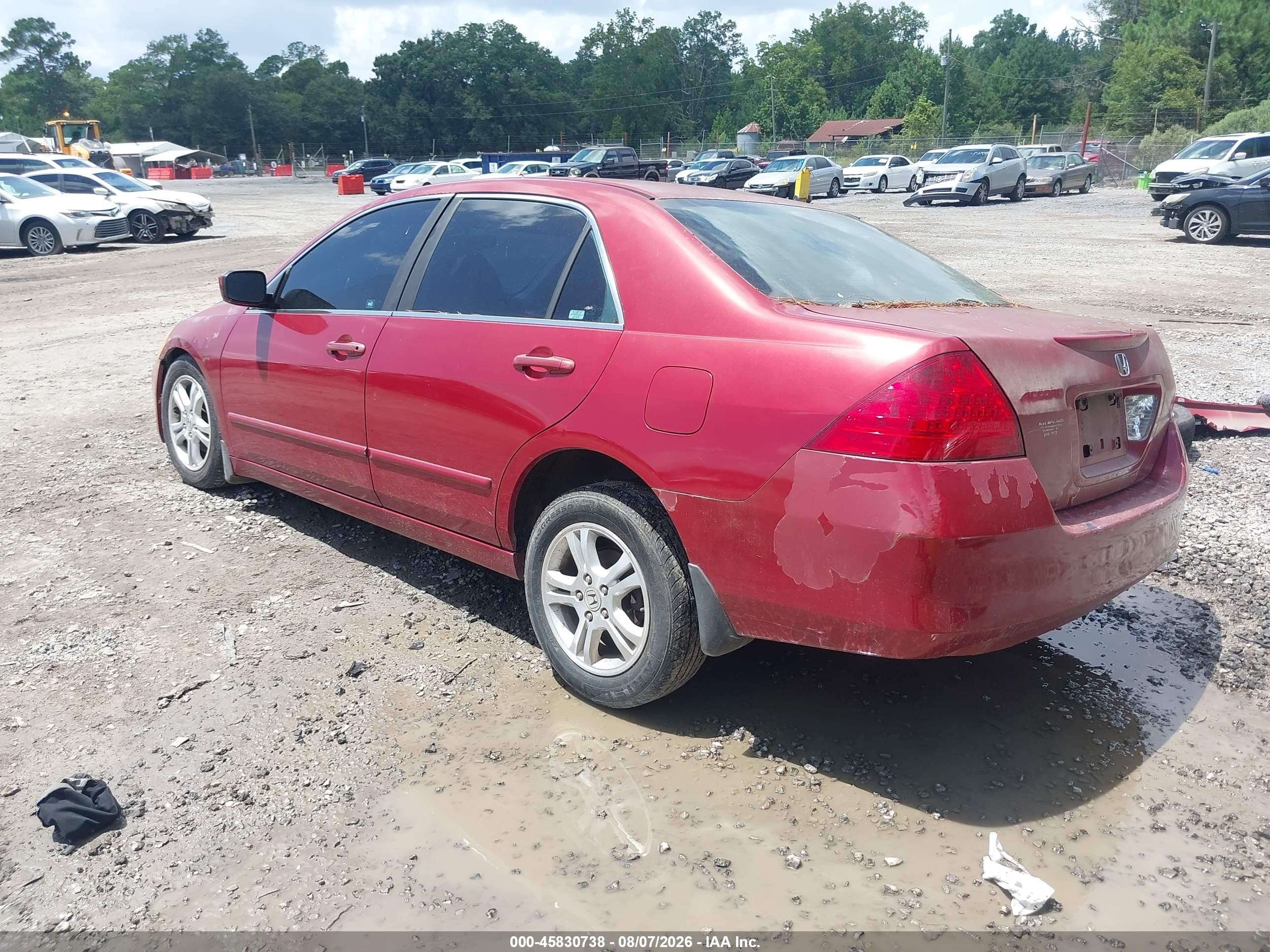 2007 Honda Accord 2.4 Se Red vin: 1HGCM56357A071801