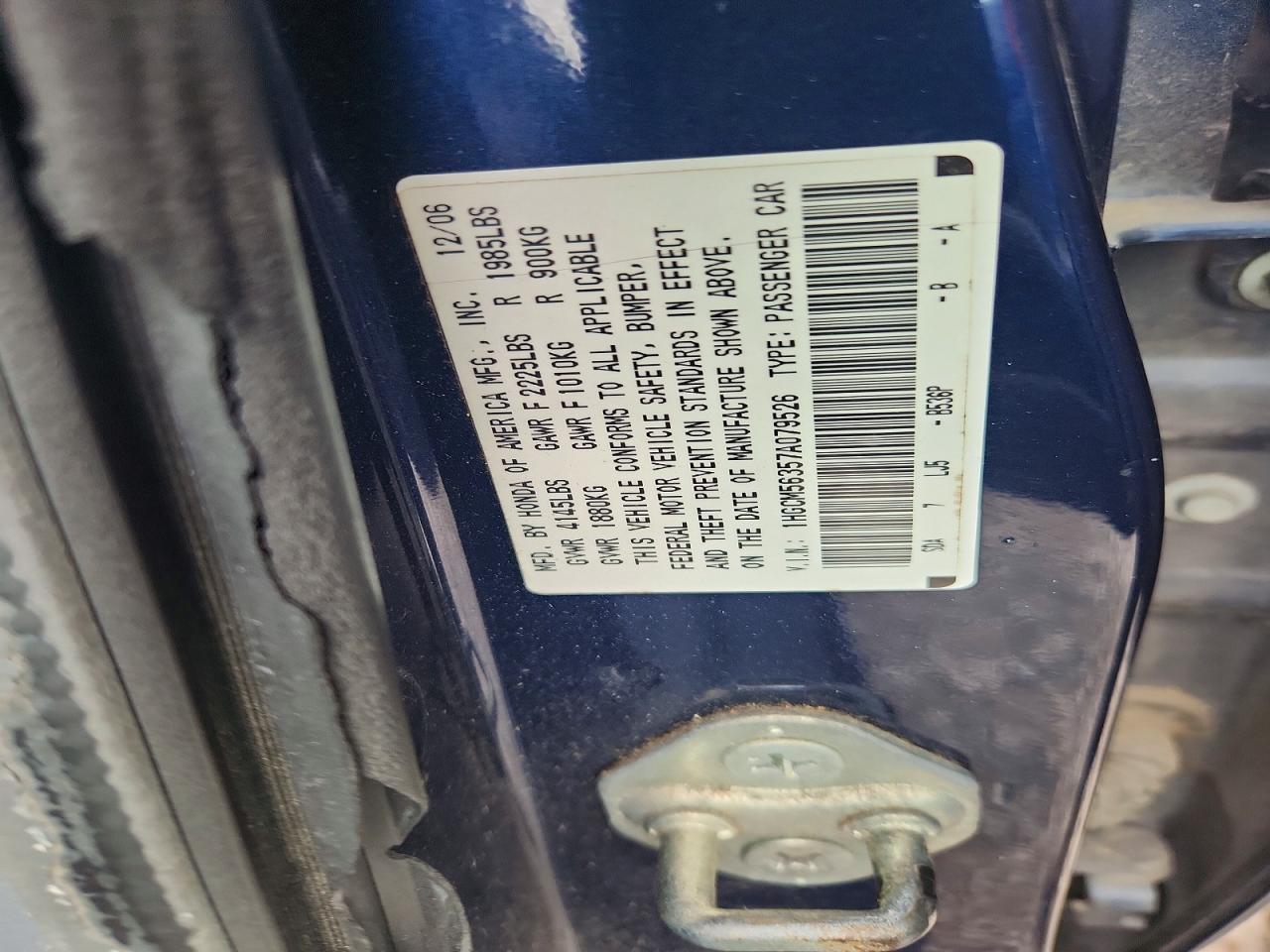 2007 Honda Accord Se Blue vin: 1HGCM56357A079526