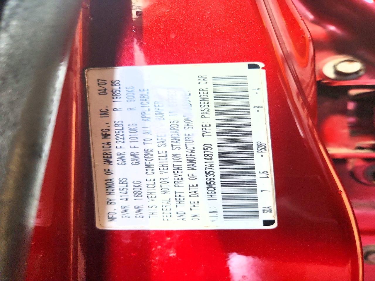 2007 Honda Accord Se Burgundy vin: 1HGCM56357A148750