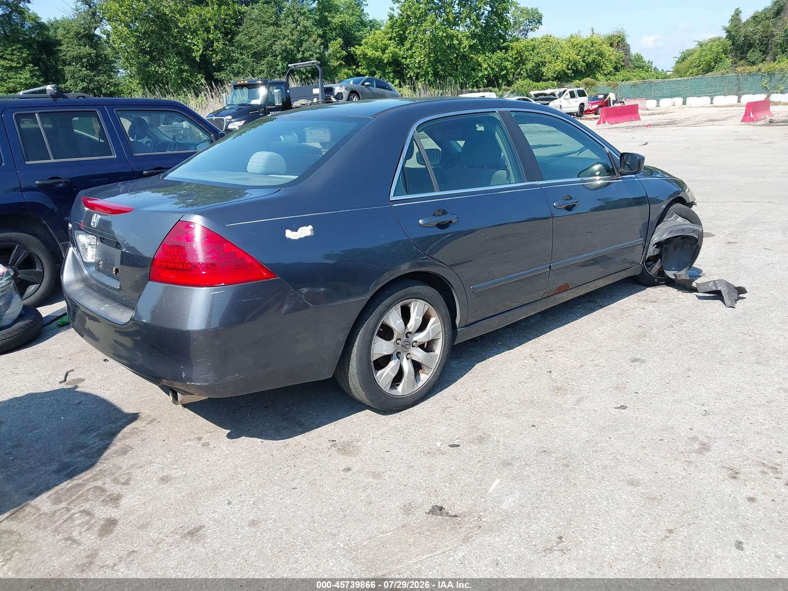 2007 Honda Accord 2.4 Se Gray vin: 1HGCM56357A204928