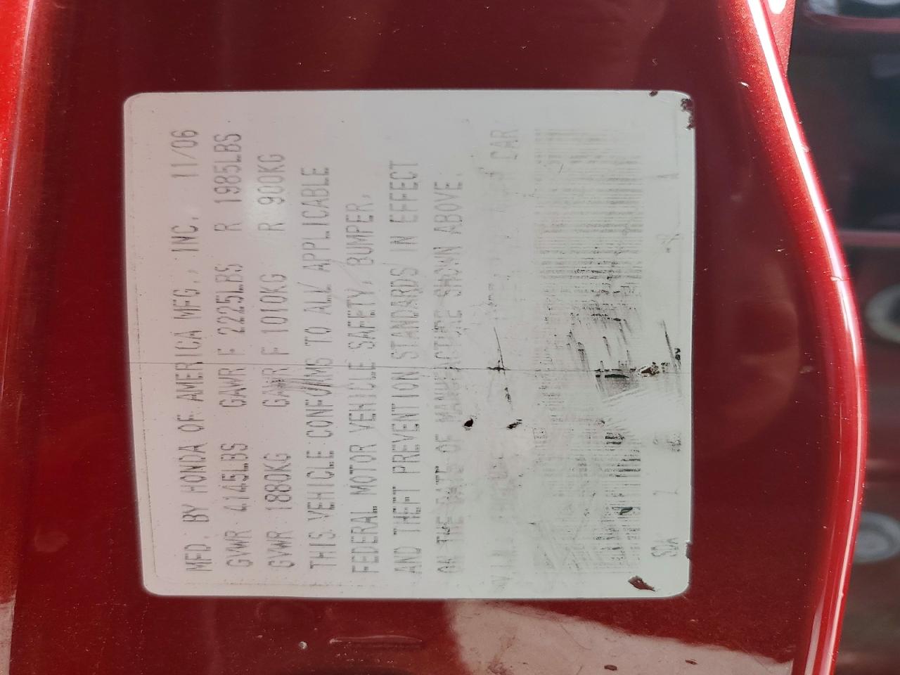2007 Honda Accord Se Red vin: 1HGCM56367A050990
