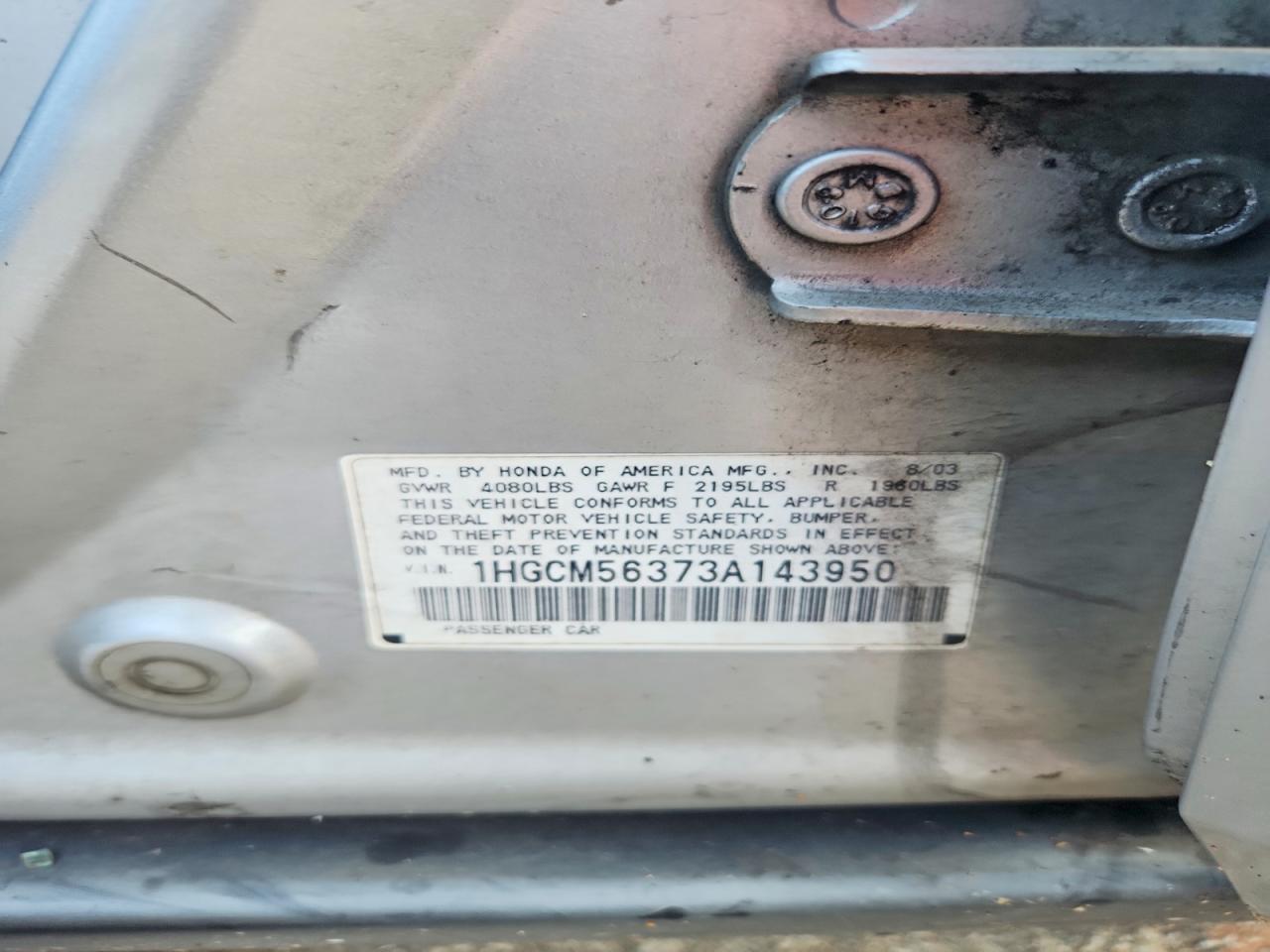 2003 Honda Accord Lx Silver vin: 1HGCM56373A143950
