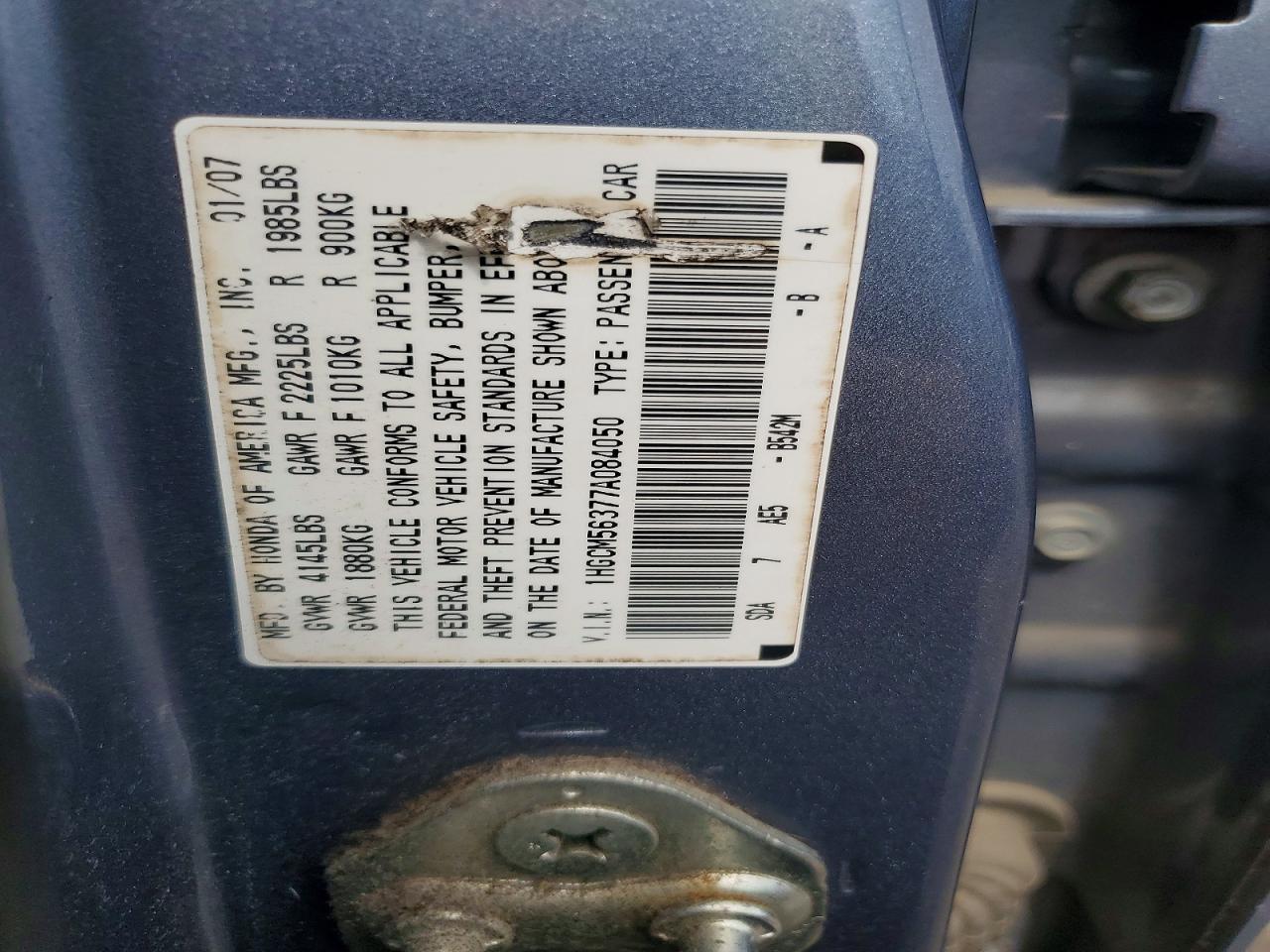 2007 Honda Accord Se Blue vin: 1HGCM56377A084050