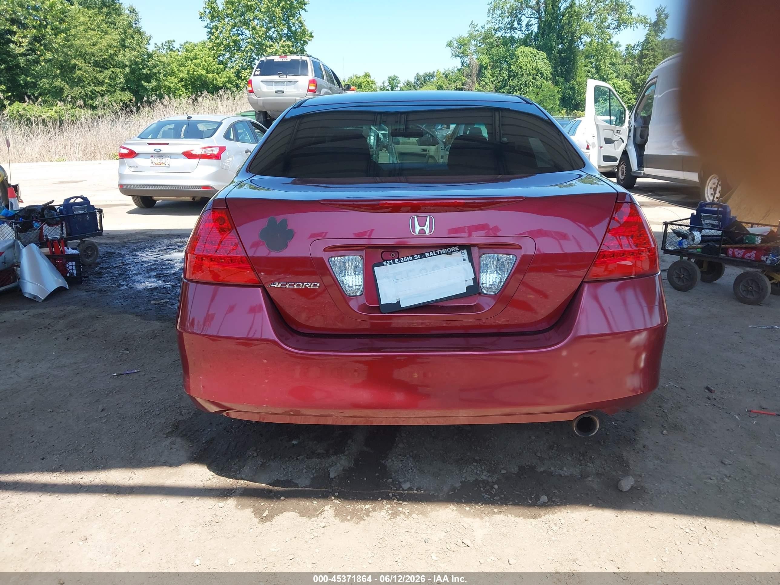 2006 Honda Accord 2.4 Se Red vin: 1HGCM56386A035356