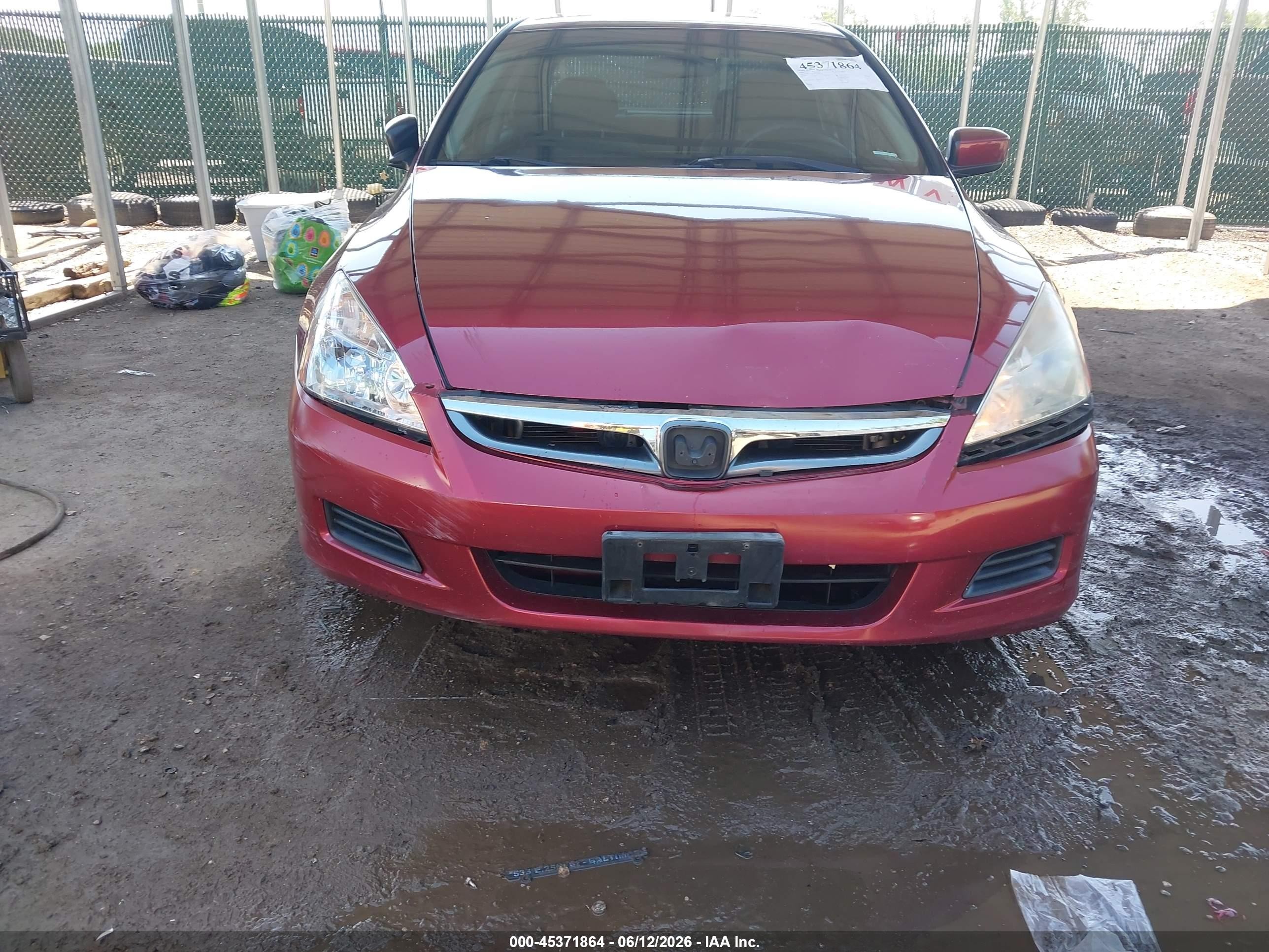 2006 Honda Accord 2.4 Se Red vin: 1HGCM56386A035356