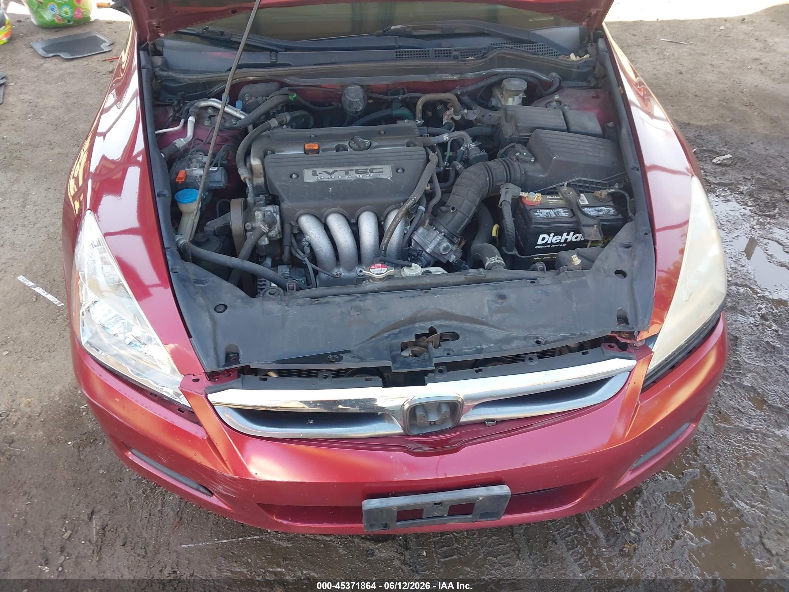 2006 Honda Accord 2.4 Se Red vin: 1HGCM56386A035356