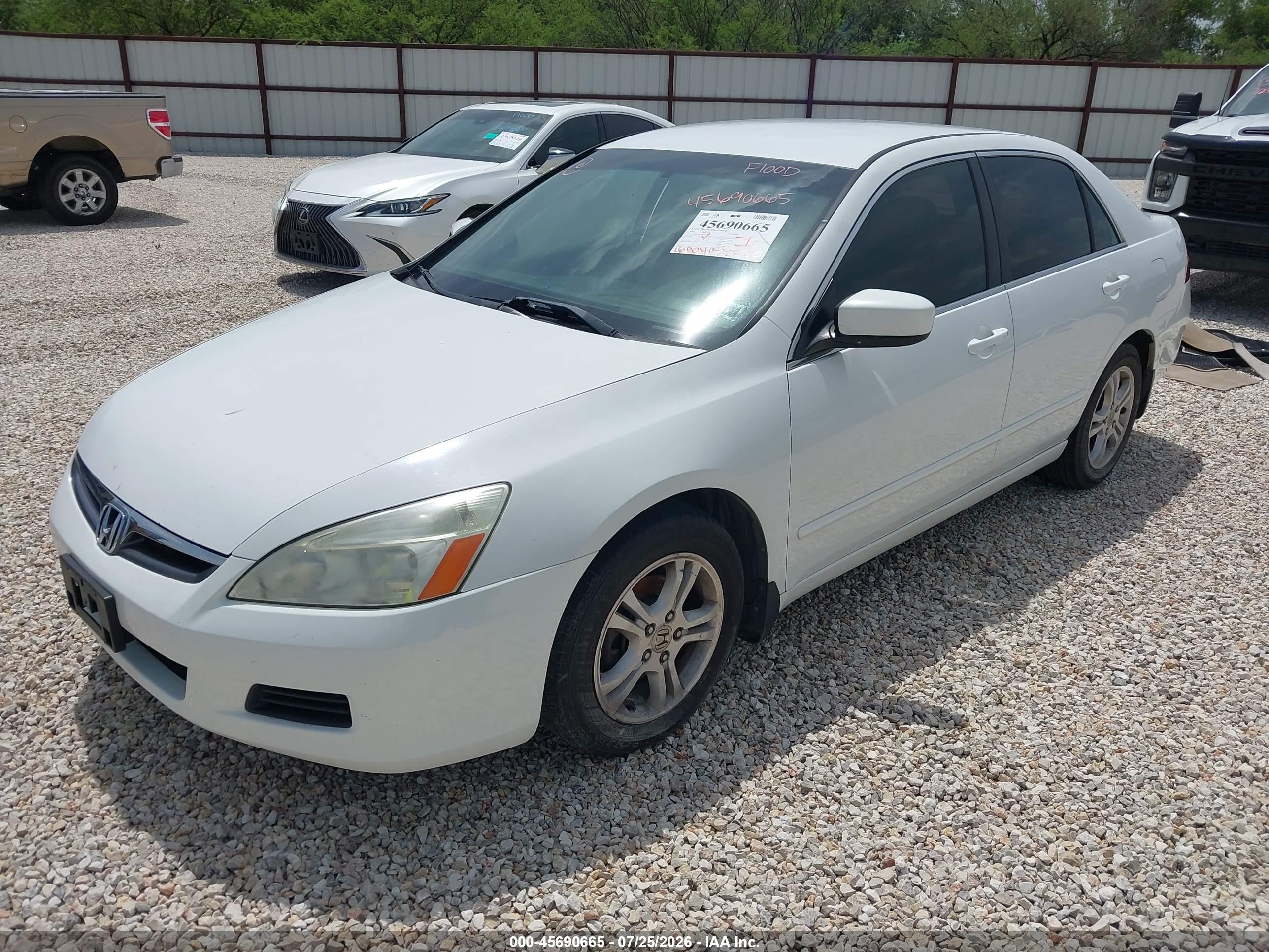 2007 Honda Accord 2.4 Se White vin: 1HGCM56387A174839
