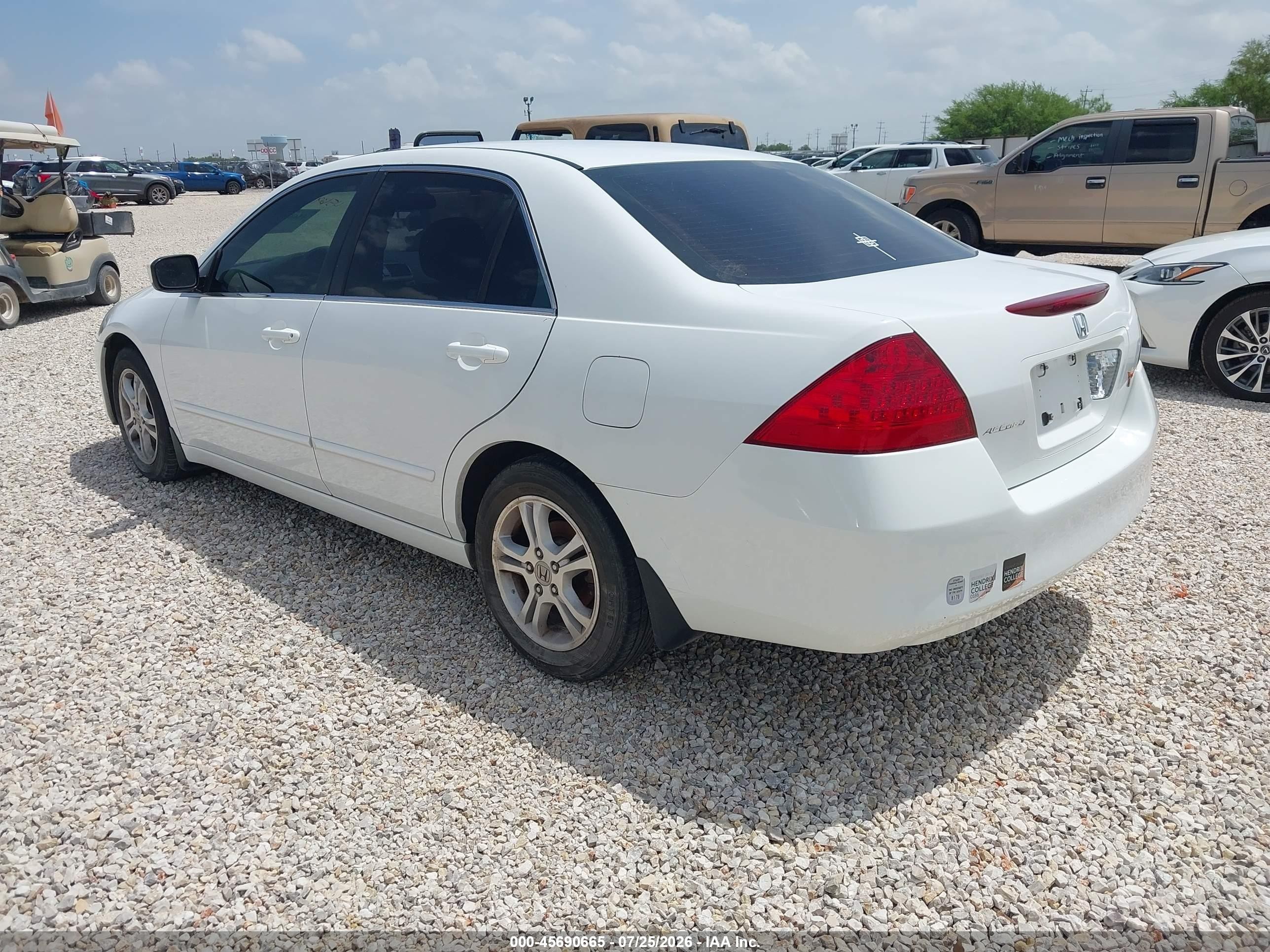 2007 Honda Accord 2.4 Se White vin: 1HGCM56387A174839