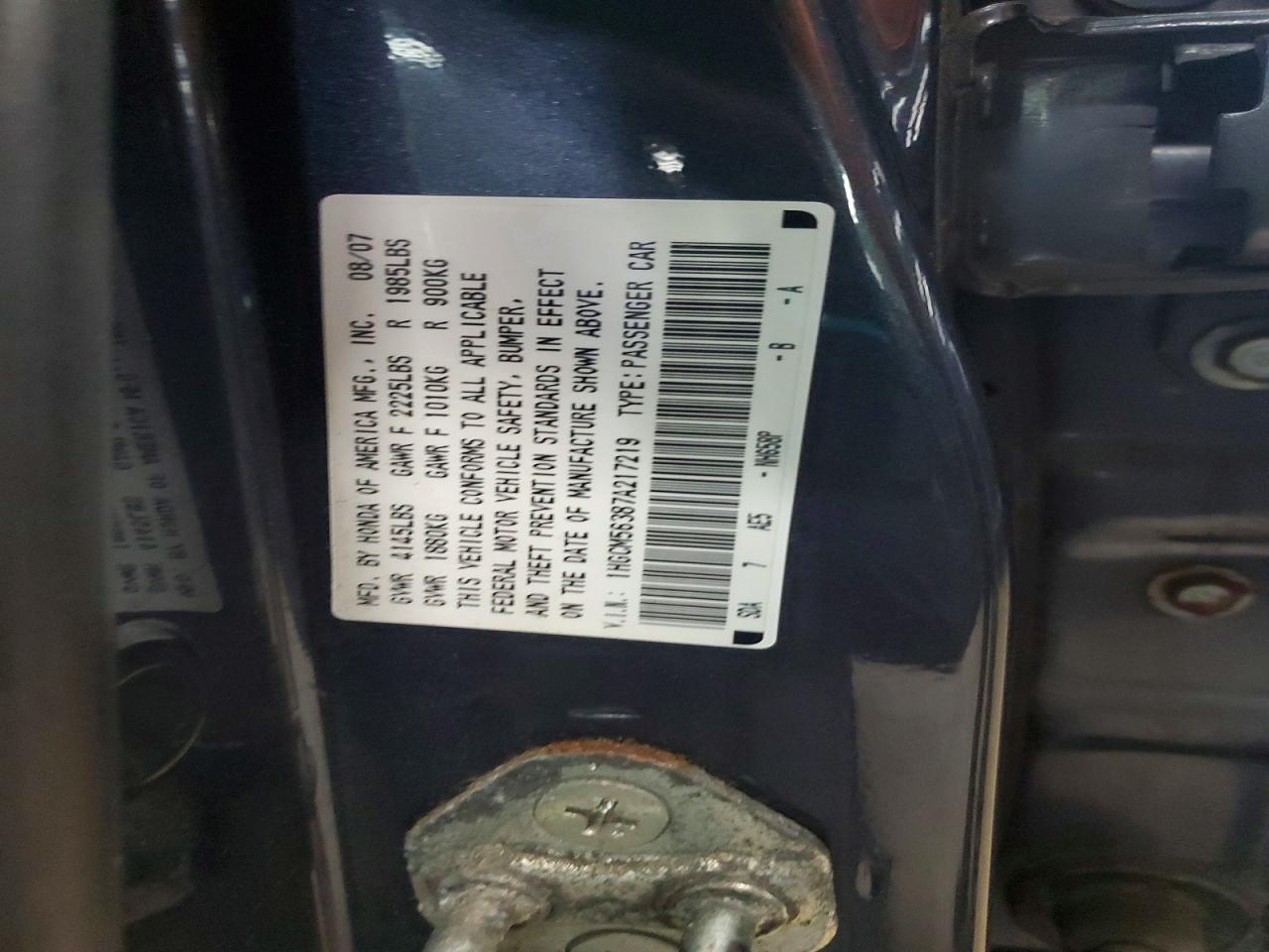 2007 Honda Accord Se Gray vin: 1HGCM56387A217219